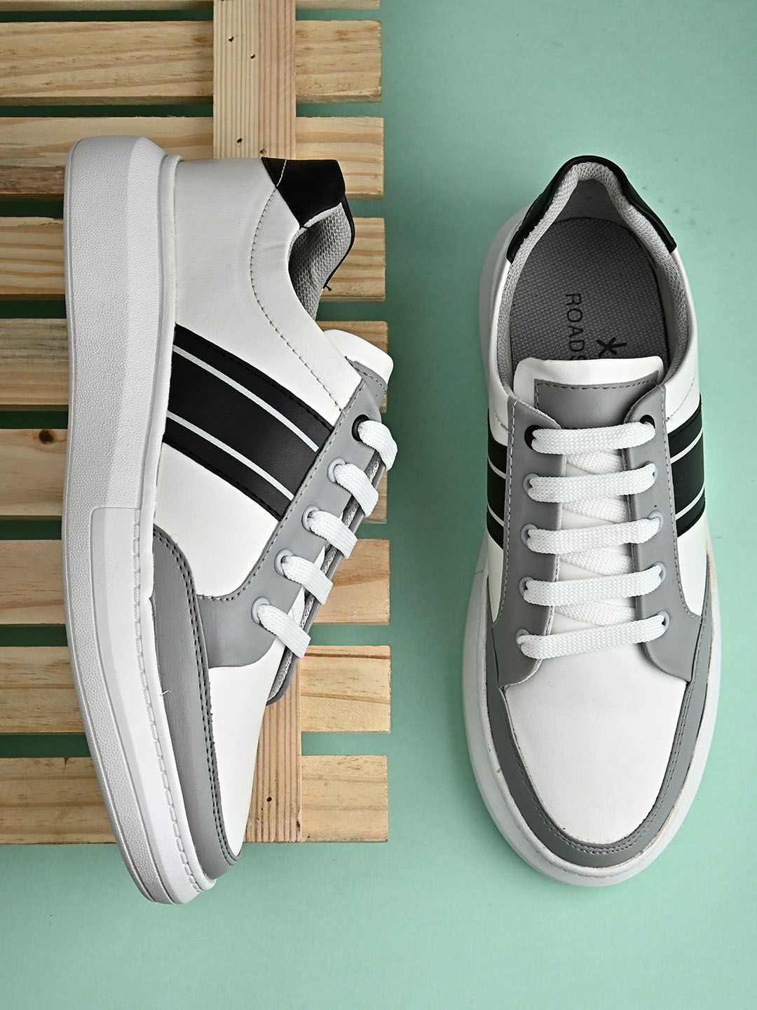 The Roadster Lifestyle Co Men White Striped Casual Sneakers-picture-40