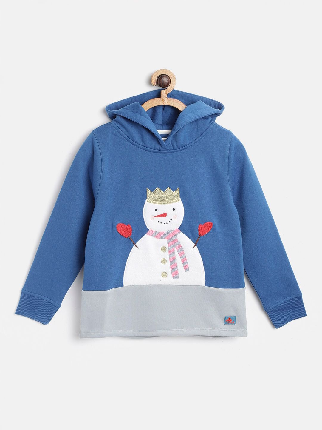 Cherry Crumble Unisex Kids Blue Printed Hooded Sweatshirt-picture-19