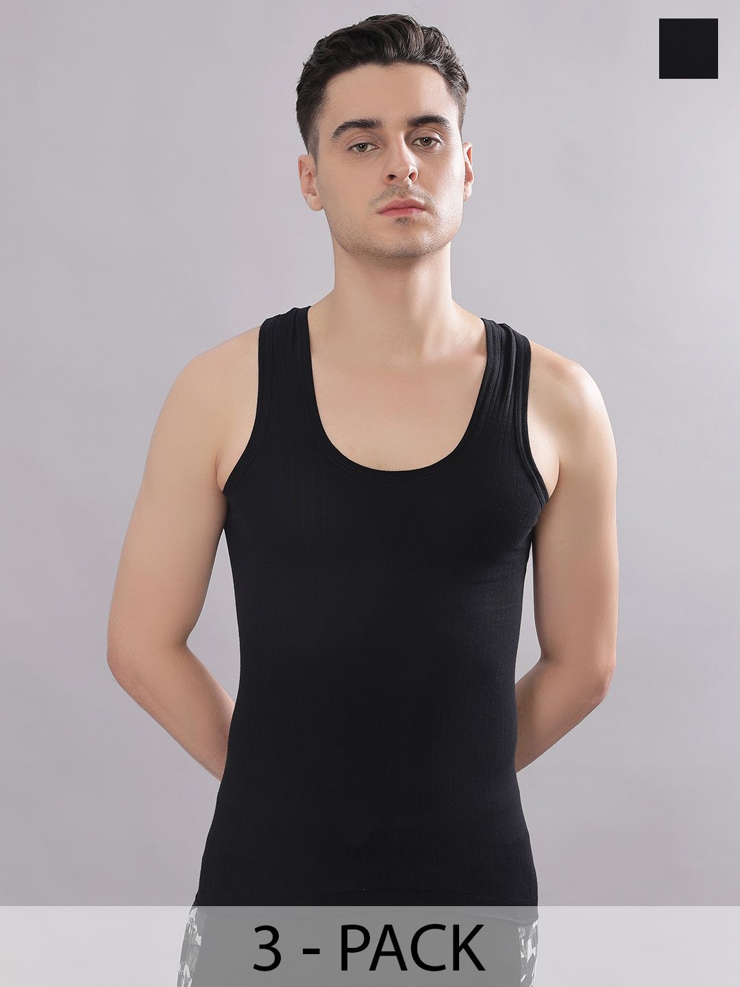 Dollar Bigboss Pack of 3 Cotton Vest MBVE-07-R2-HUTCH-BLK-PO3-picture-19