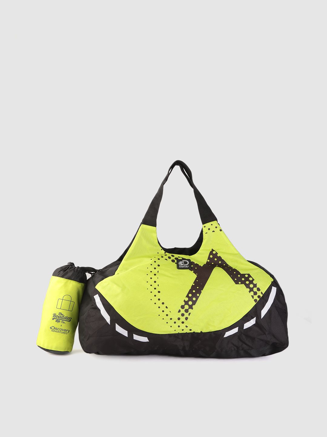 The Roadster Lifestyle Co x Discovery Adventures Unisex Fluorescent Green Printed Foldable Duffel Bag-image-24