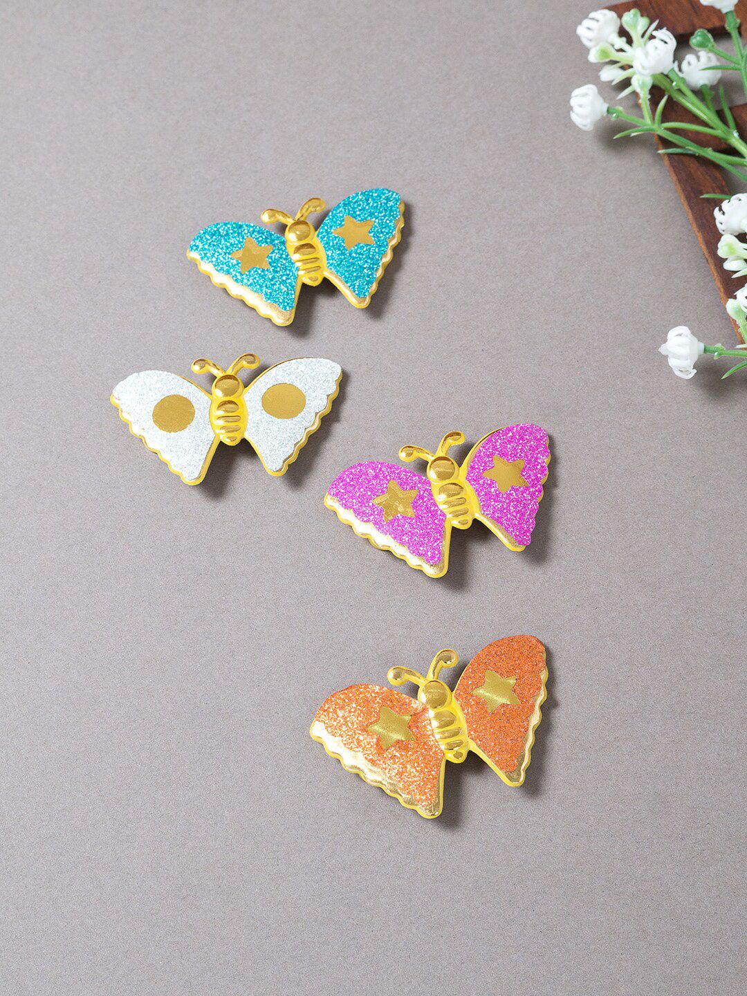 Golden Peacock Girls Purple & Blue Set of 4 Tic Tac Hair Clip-picture-14