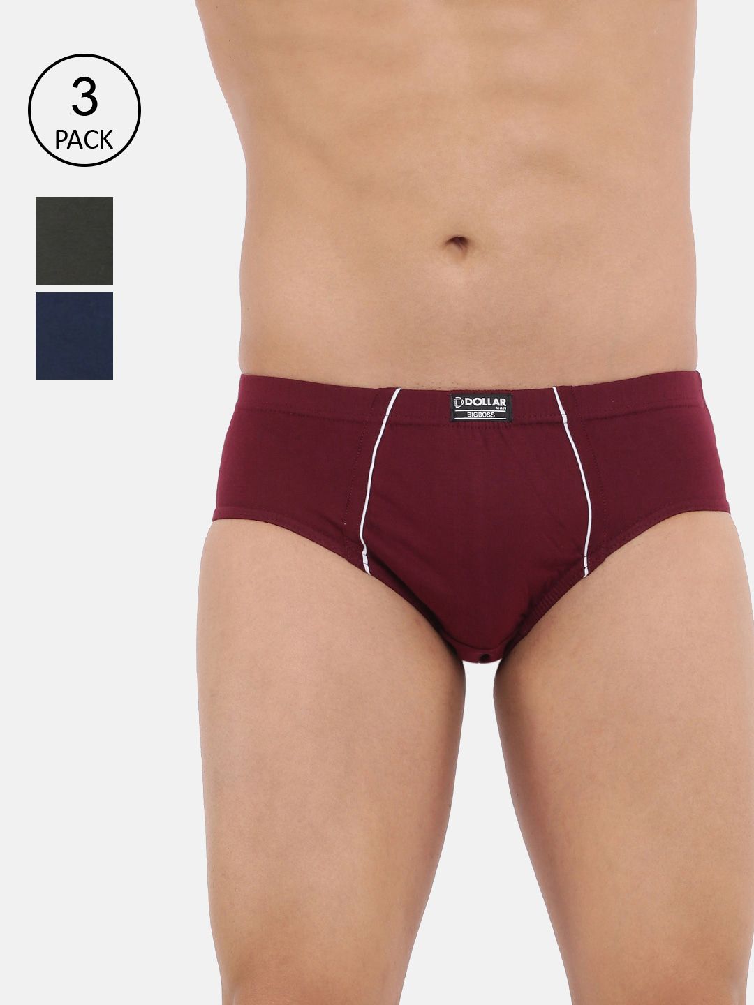 Dollar Bigboss Men's Solid Pack of 3 Anti-Microbial Super Combed Cotton Brief-picture-27
