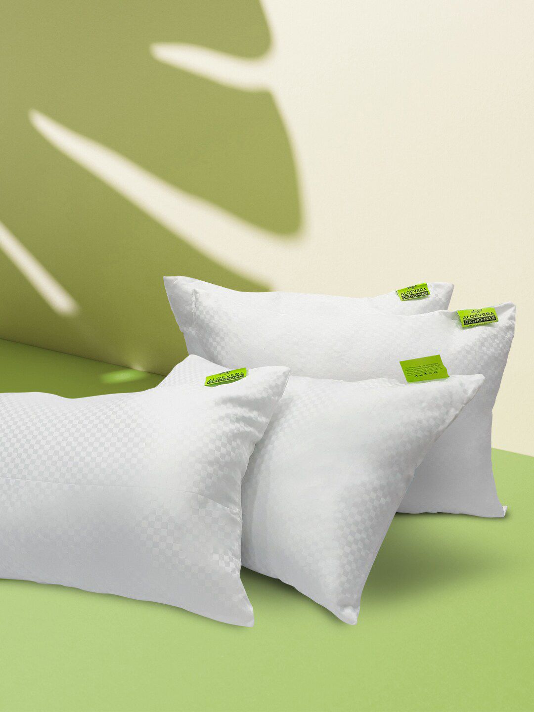BIANCA Set Of 4 White Solid Rectangle Neck-Care Sleep Pillows-image-27