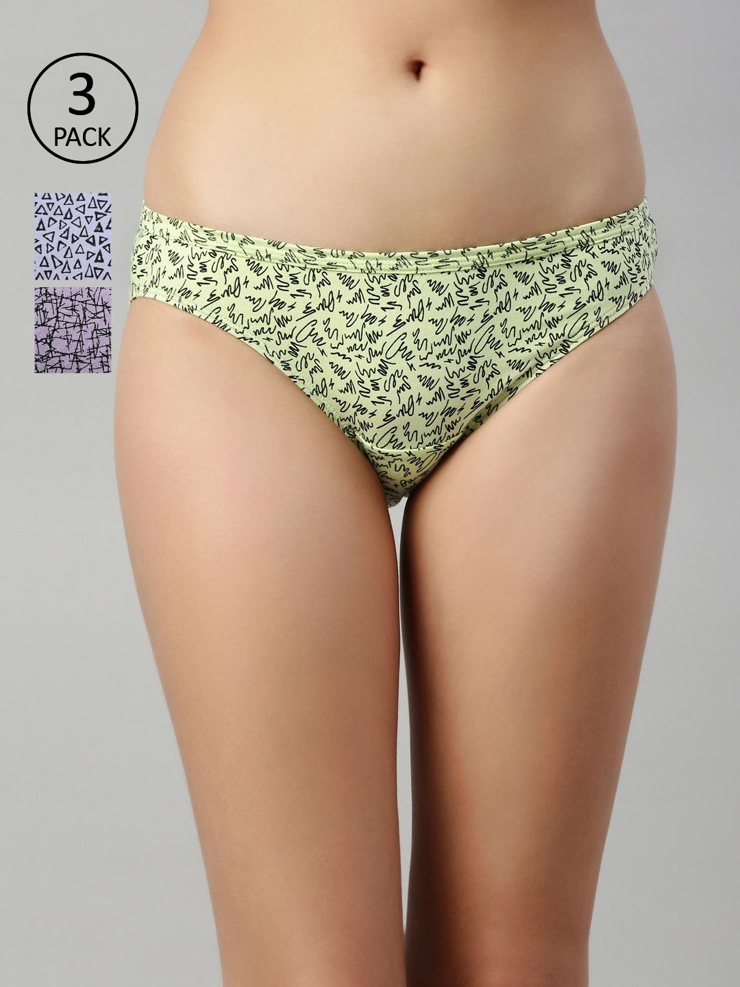 Enamor Women 3Pcs Assorted Cotton Bikini Briefs With Antimicrobial & Stain Release Finish-image-14