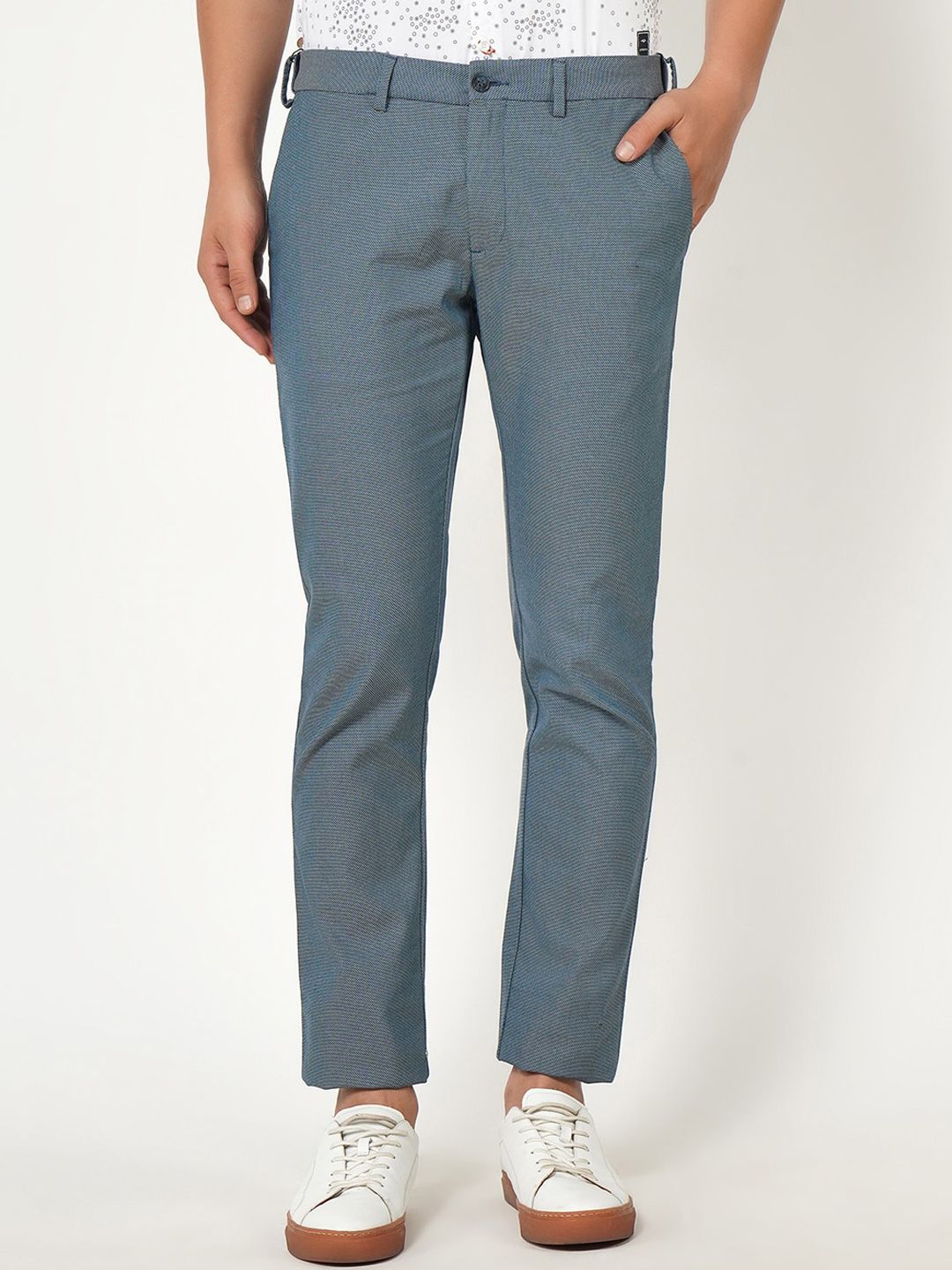 Blackberrys Men Blue Solid B-95 Slim Fit Trousers-picture-38