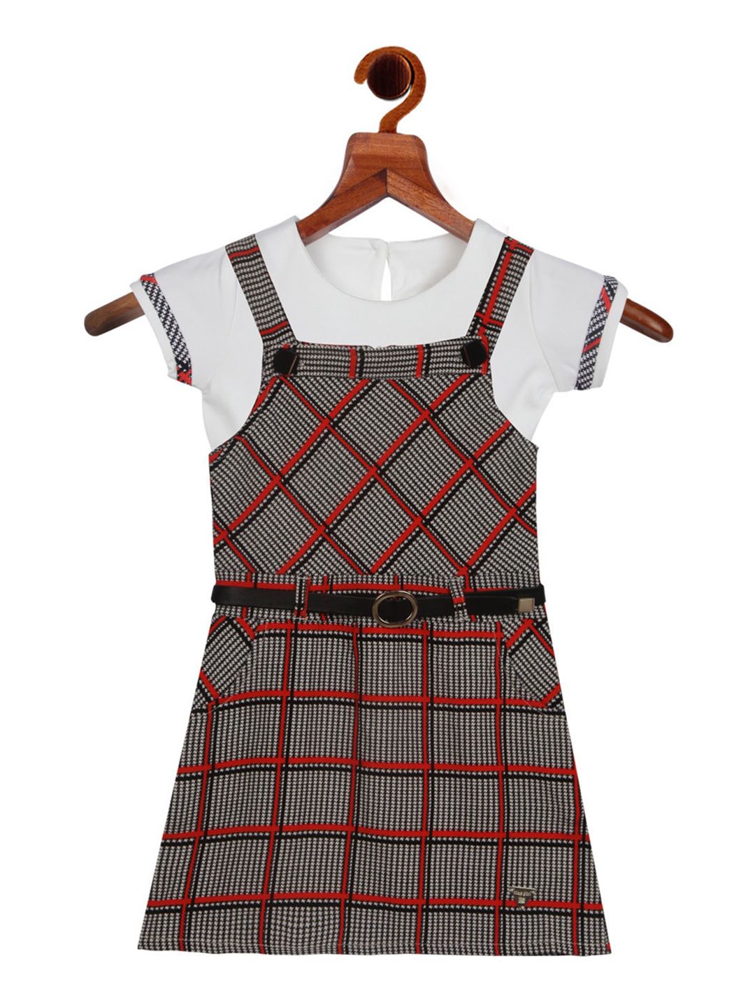 Tiny Girl Red & White Checked Pinafore Dress-picture-14