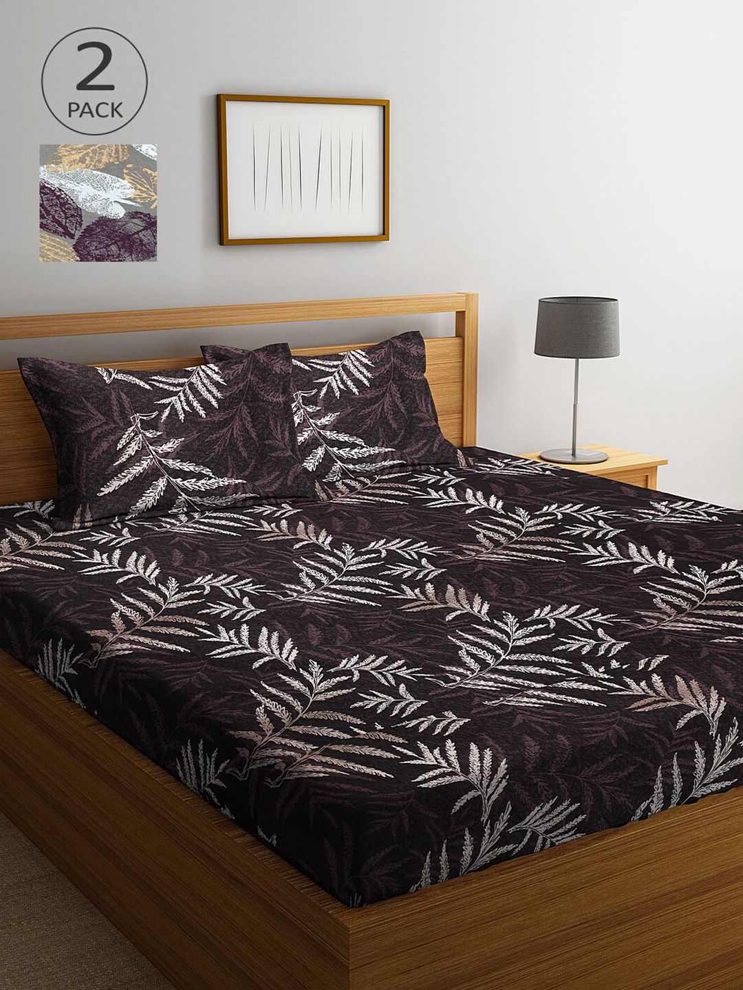 Arrabi Pack of 2 Printed 300 TC King Bedsheet with 4 Pillow Covers-picture-12