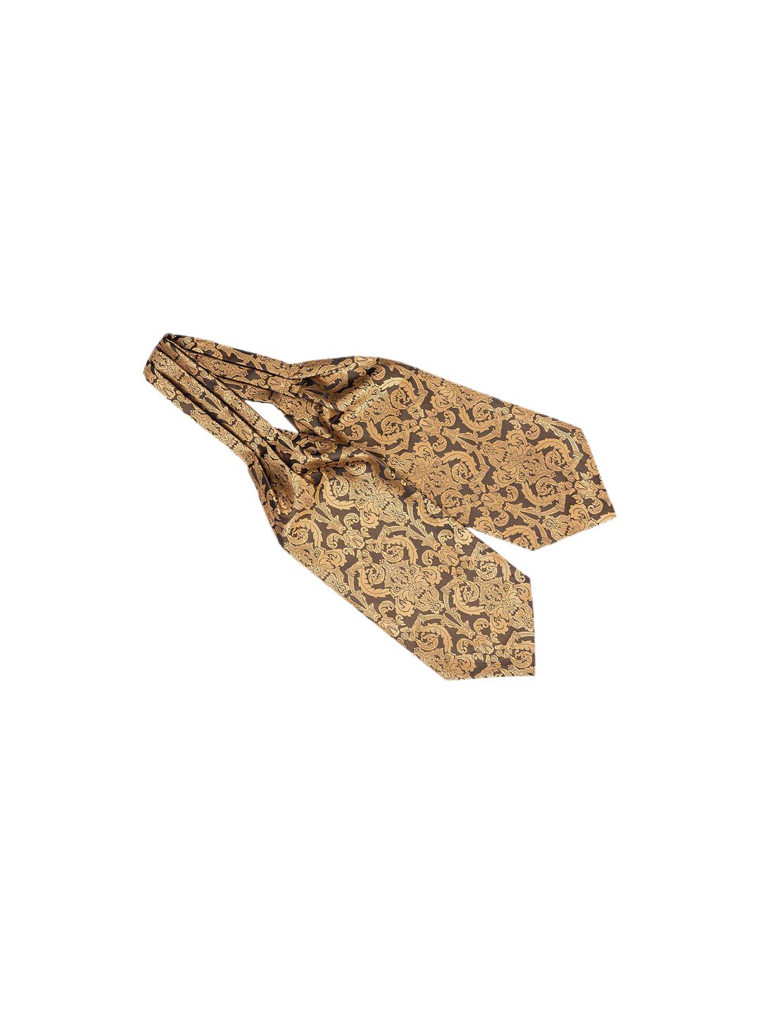 The Tie Hub Men Gold & Brown Woven Design Cravat-picture-18