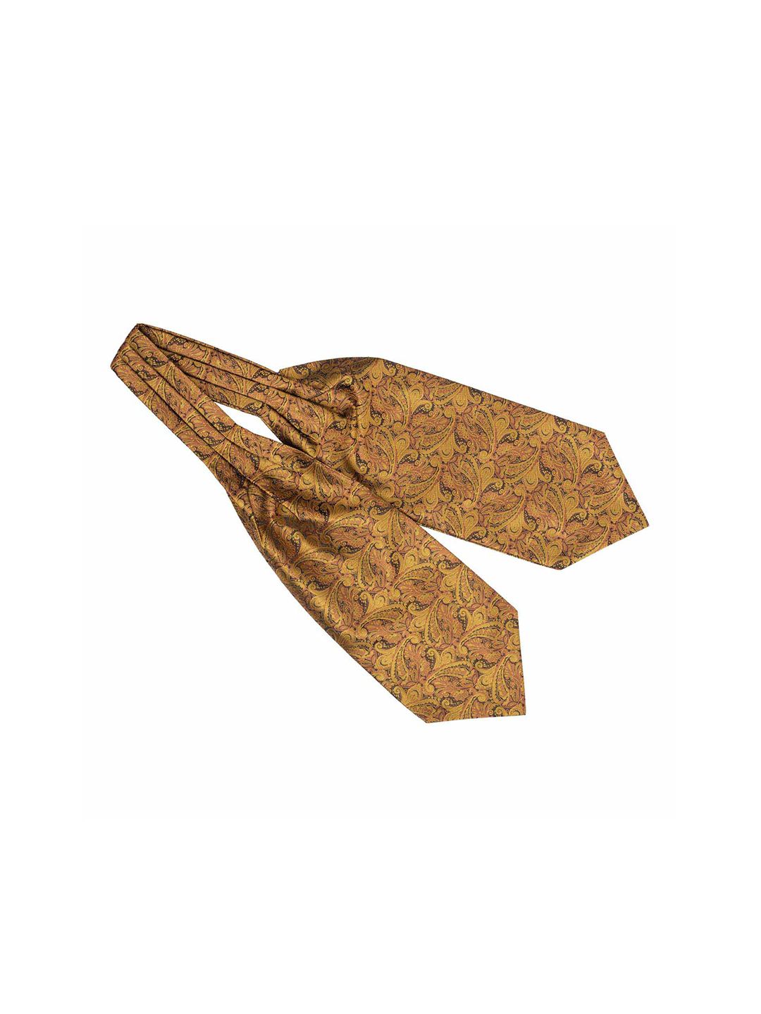 The Tie Hub Men Gold & Brown Paisley Cravat-picture-23