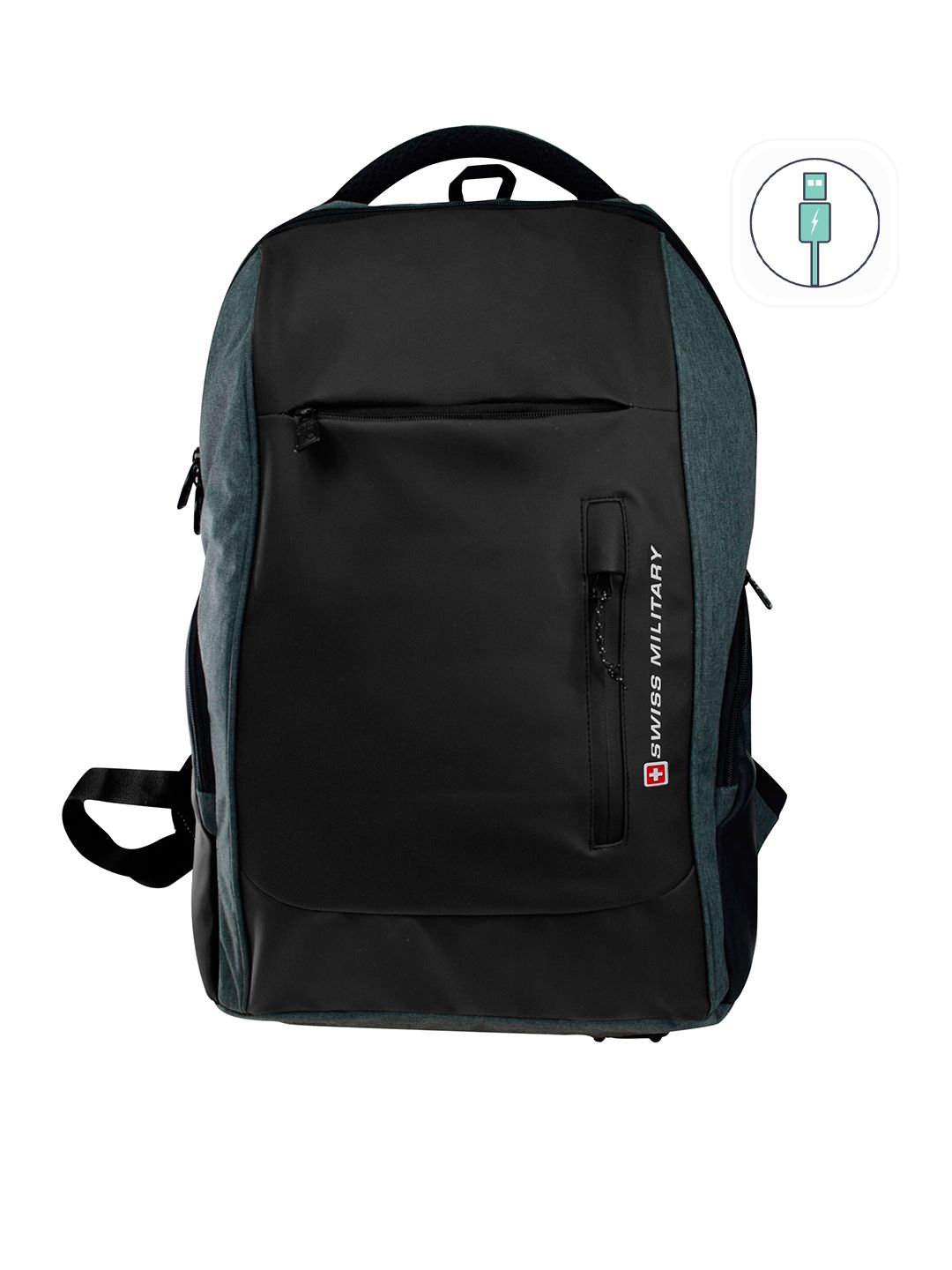 SWISS MILITARY Unisex Grey Brand Logo Printed Multi-Utility Backpack with Rain Cover-picture-16