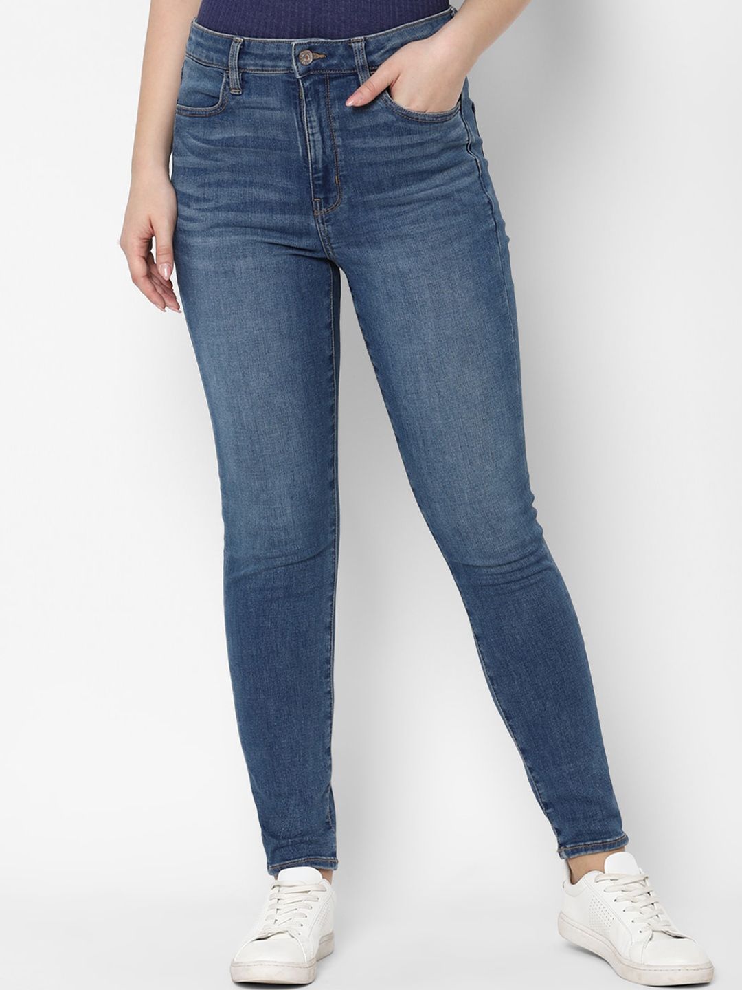 AMERICAN EAGLE OUTFITTERS Women Blue Slim Fit High-Rise Light Fade Jeans-picture-39