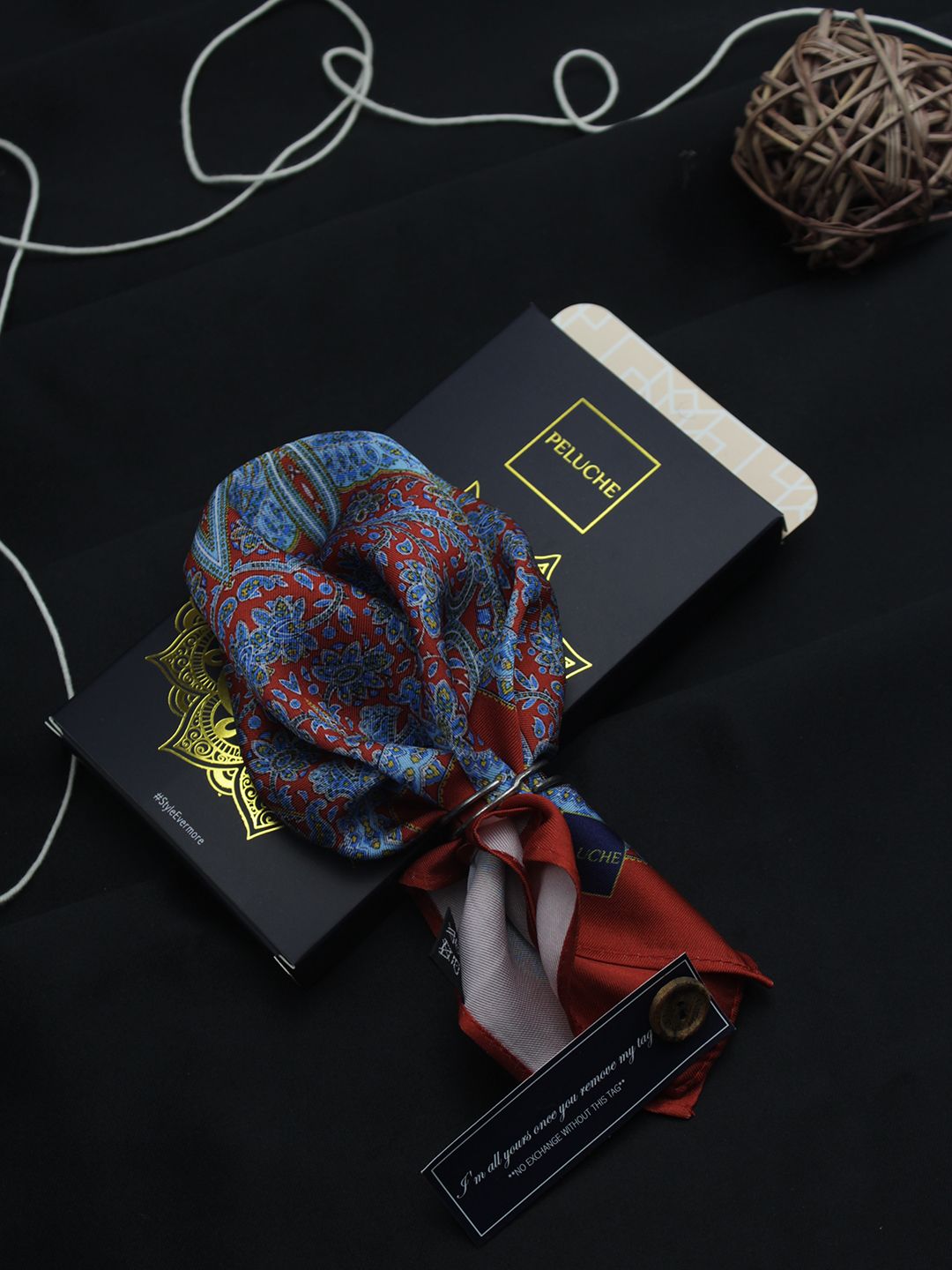PELUCHE Men Red Paisley With Floral Pattern Pocket Squares-picture-15