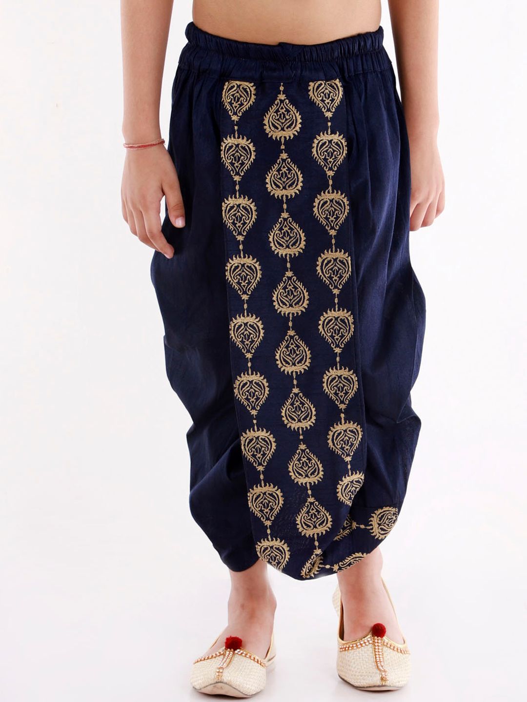 Vastramay Boys Navy Blue Traditional Embroidered Dhoti-picture-11