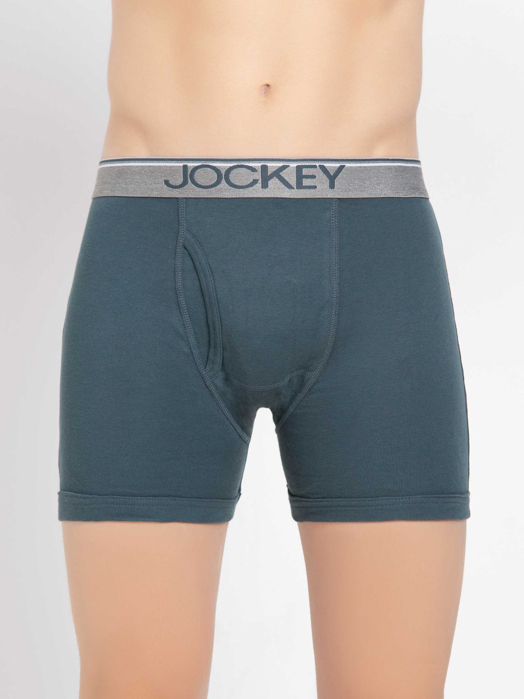 Jockey Men Blue Solid Mid-Rise Pure Cotton Boxers