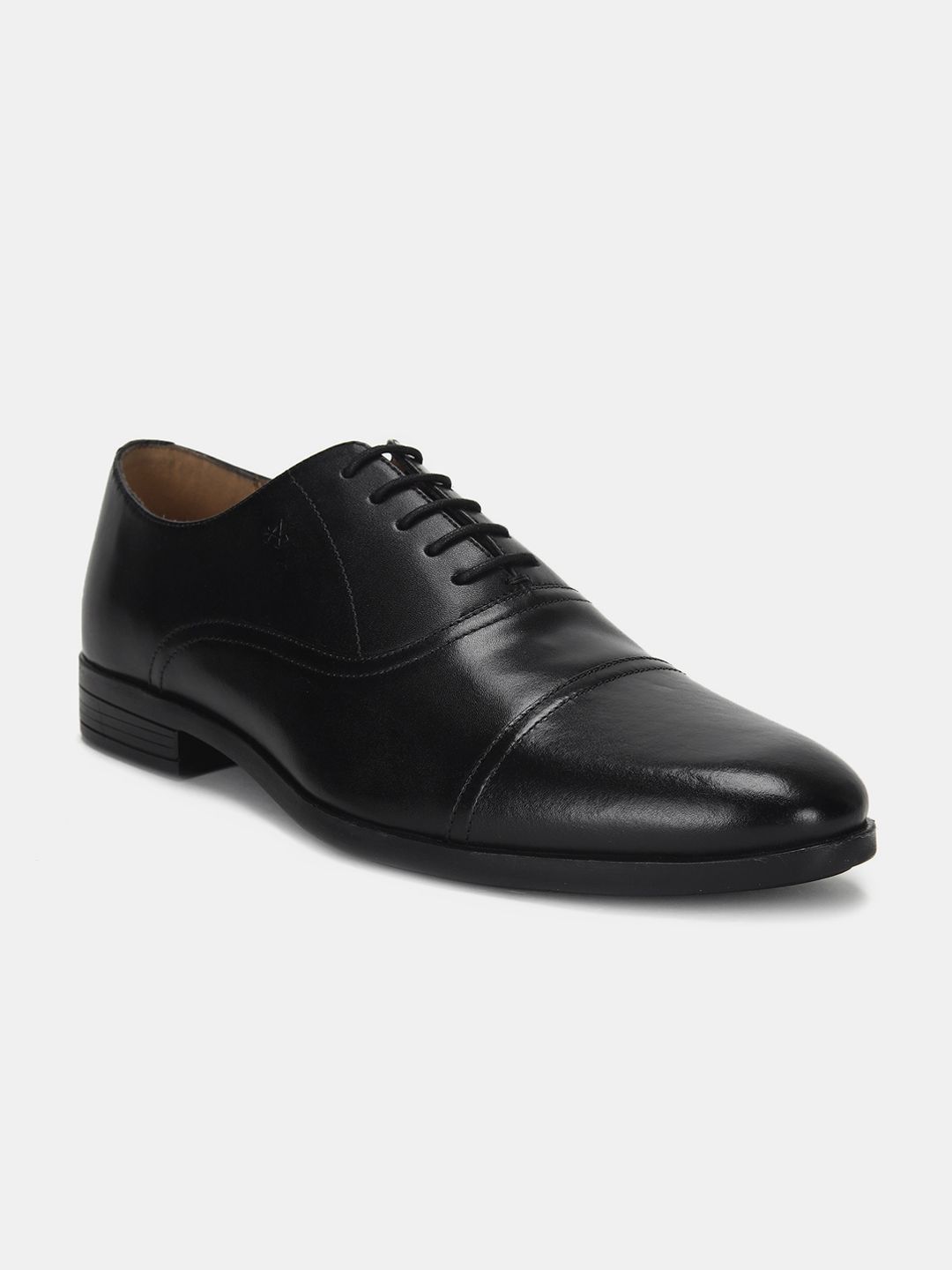 Arrow Men Black Solid Leather Formal Oxfords