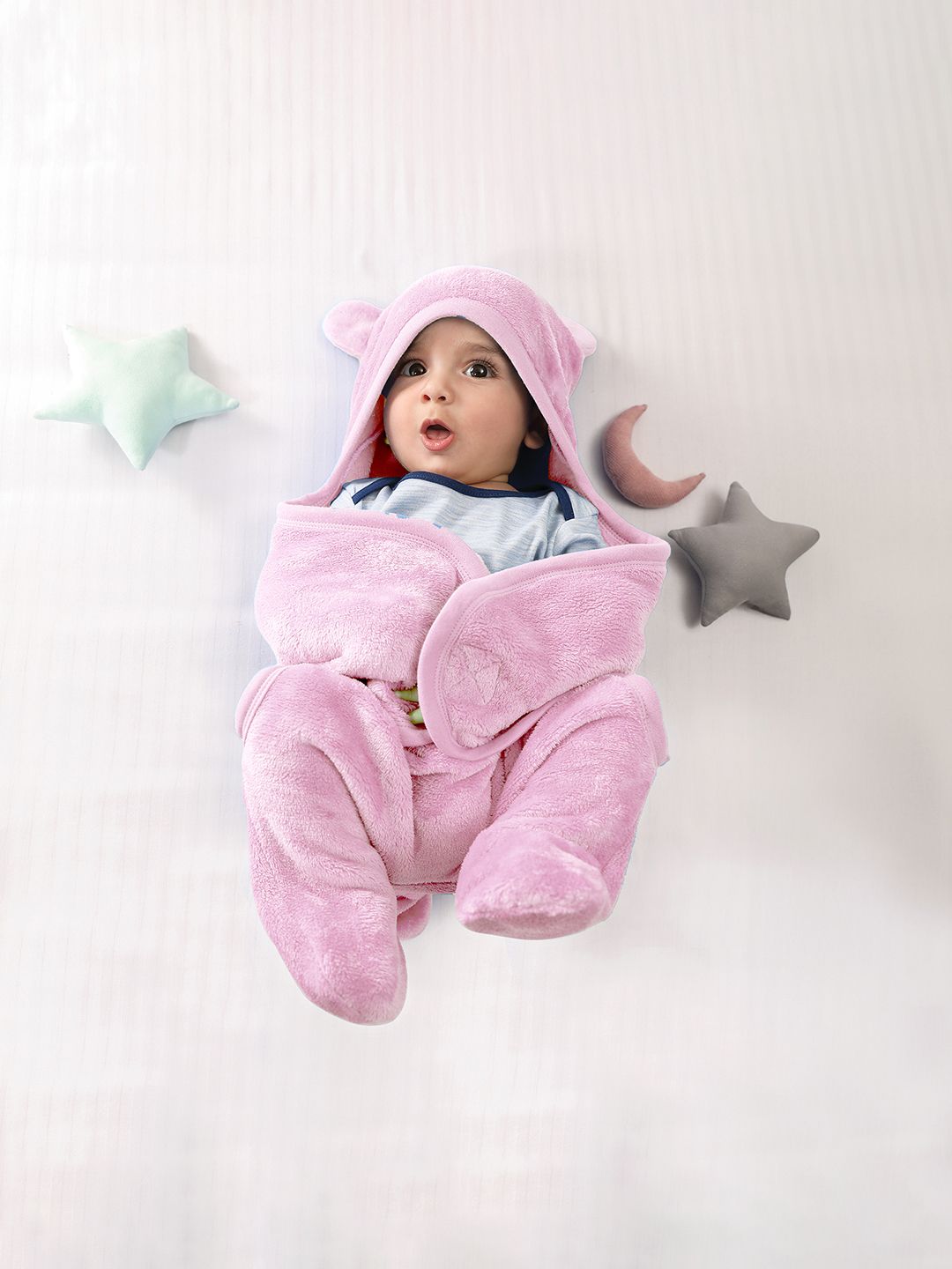 MiArcus  Unisex Kids Pink Summer 210 GSM Flurry Knitted Hooded Blanket-image-17