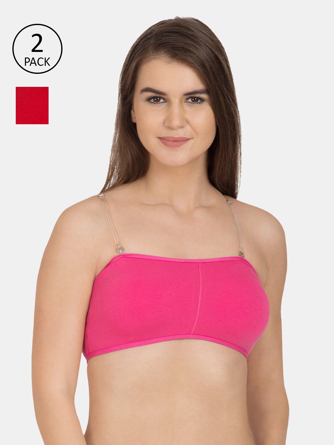 Tweens Set-2 Pink & Red Bandeau Bra