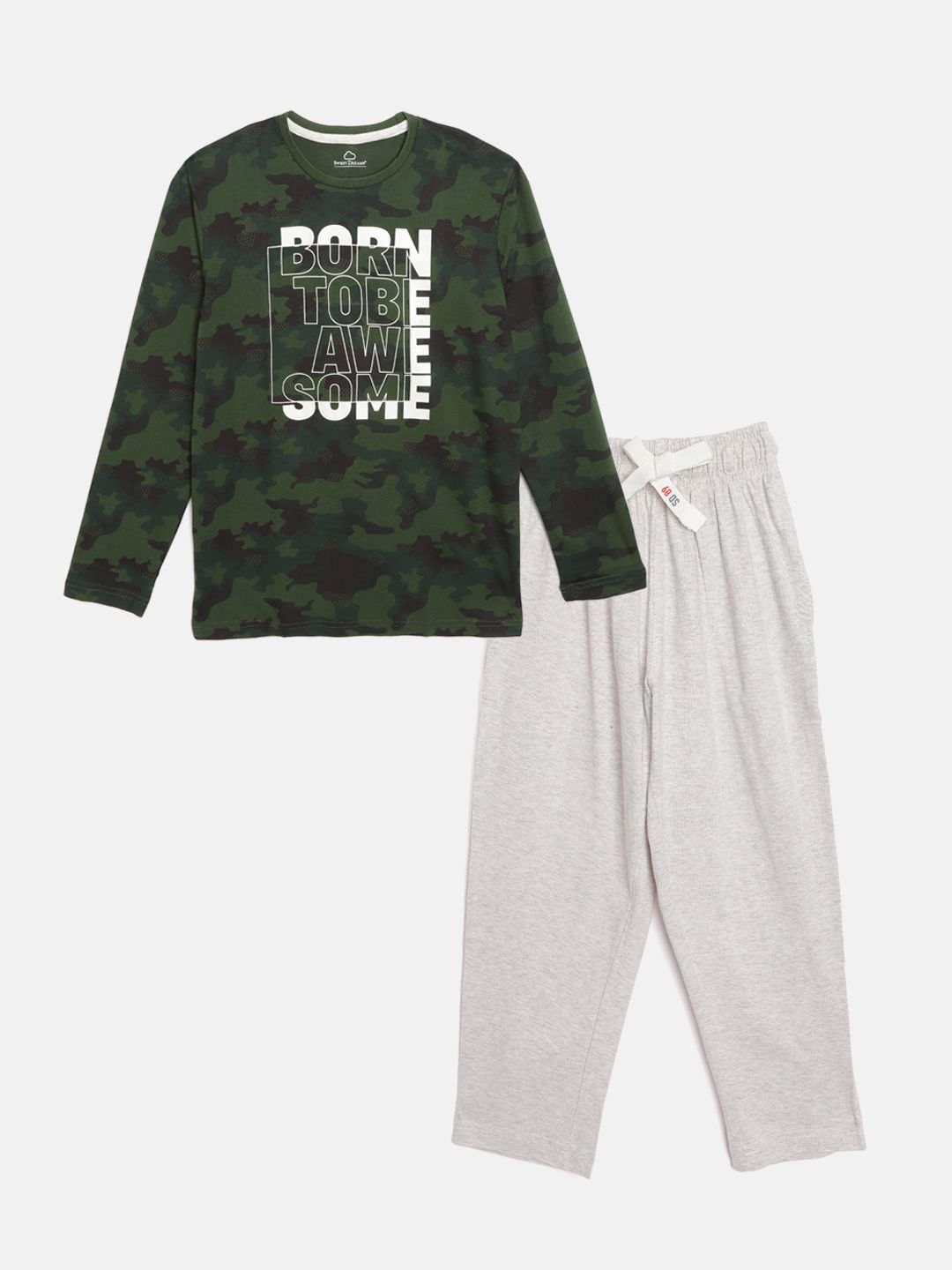 Sweet Dreams Boys Green & Grey Melange Camouflage Print Night Suit-picture-33