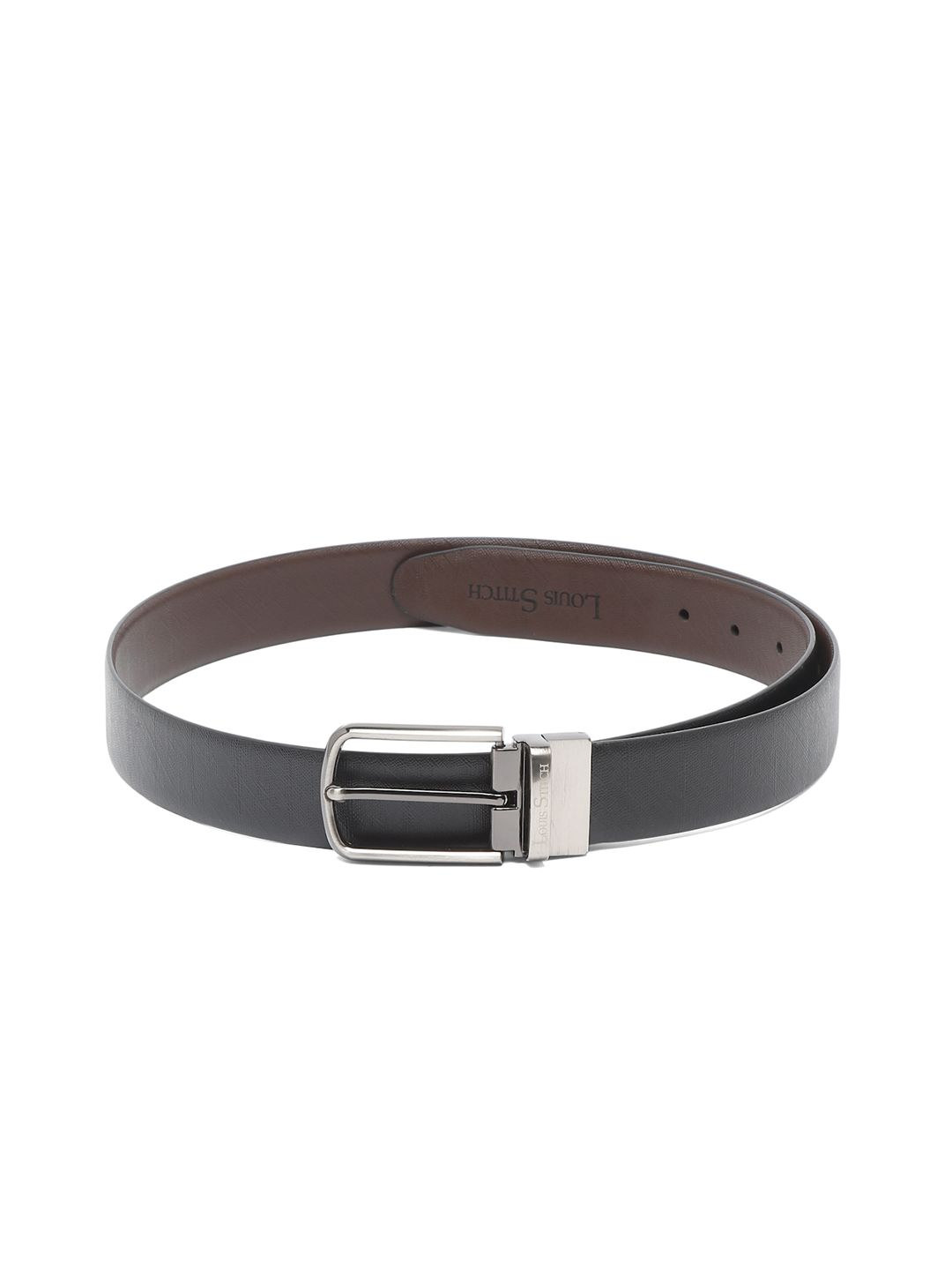 LOUIS STITCH Men Black Textured Leather Formal Belt-picture-11