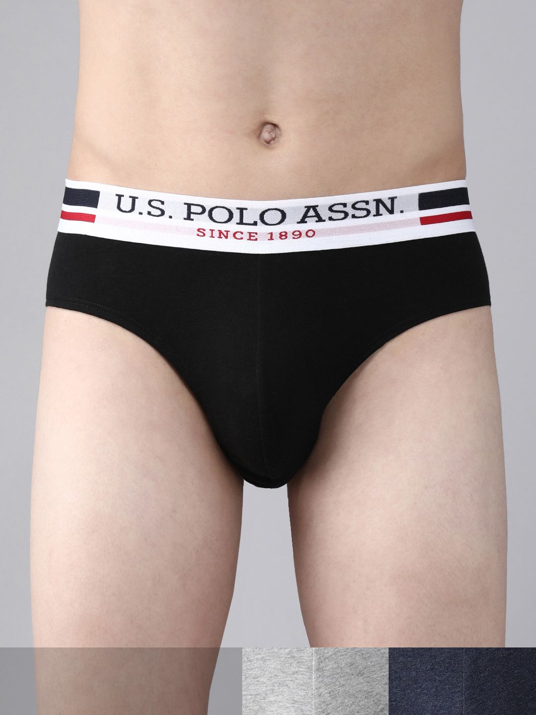 U.S. Polo Assn. Men Pack of 3 Solid Pure Cotton Briefs -I006-BGD-P3-picture-38