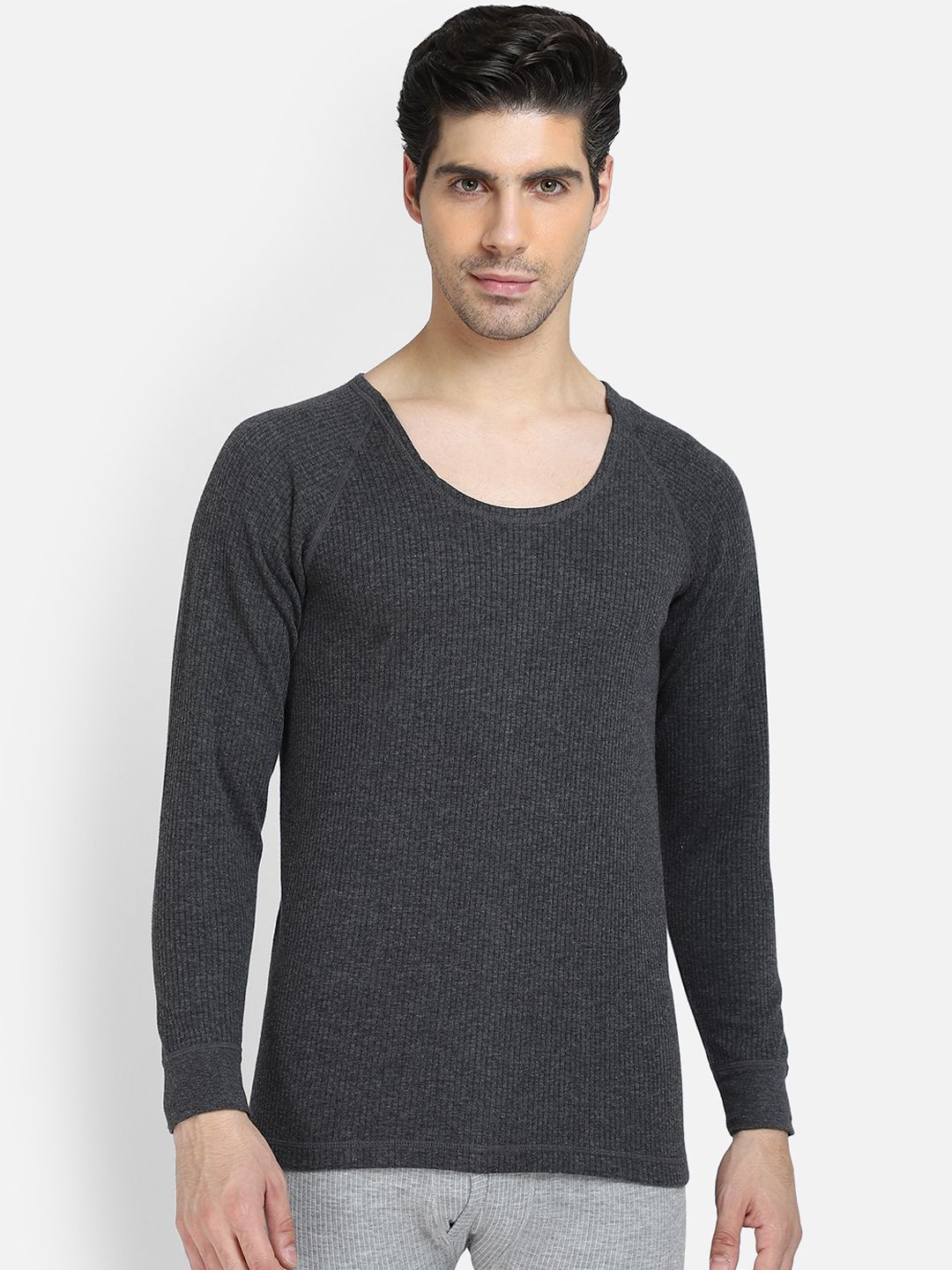 BODYCARE INSIDER Men Charcoal Grey Solid Thermal Top-picture-27