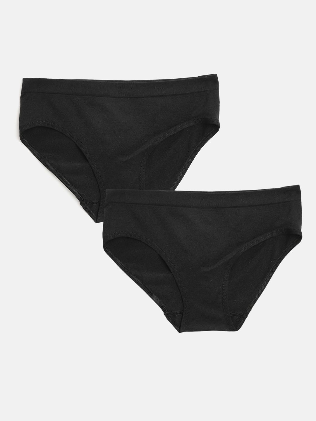 Marks & Spencer Girls Pack of 2 Black Solid Stretchable Briefs-picture-23