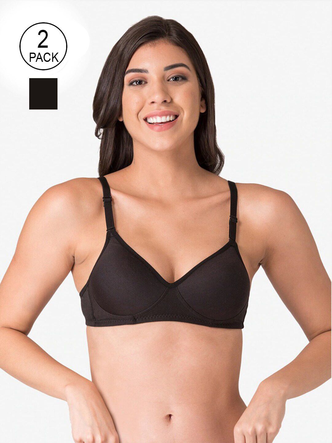 KOMLI Black Lightly Padded T-shirt Bra K_9611-2PC-BLK-Black