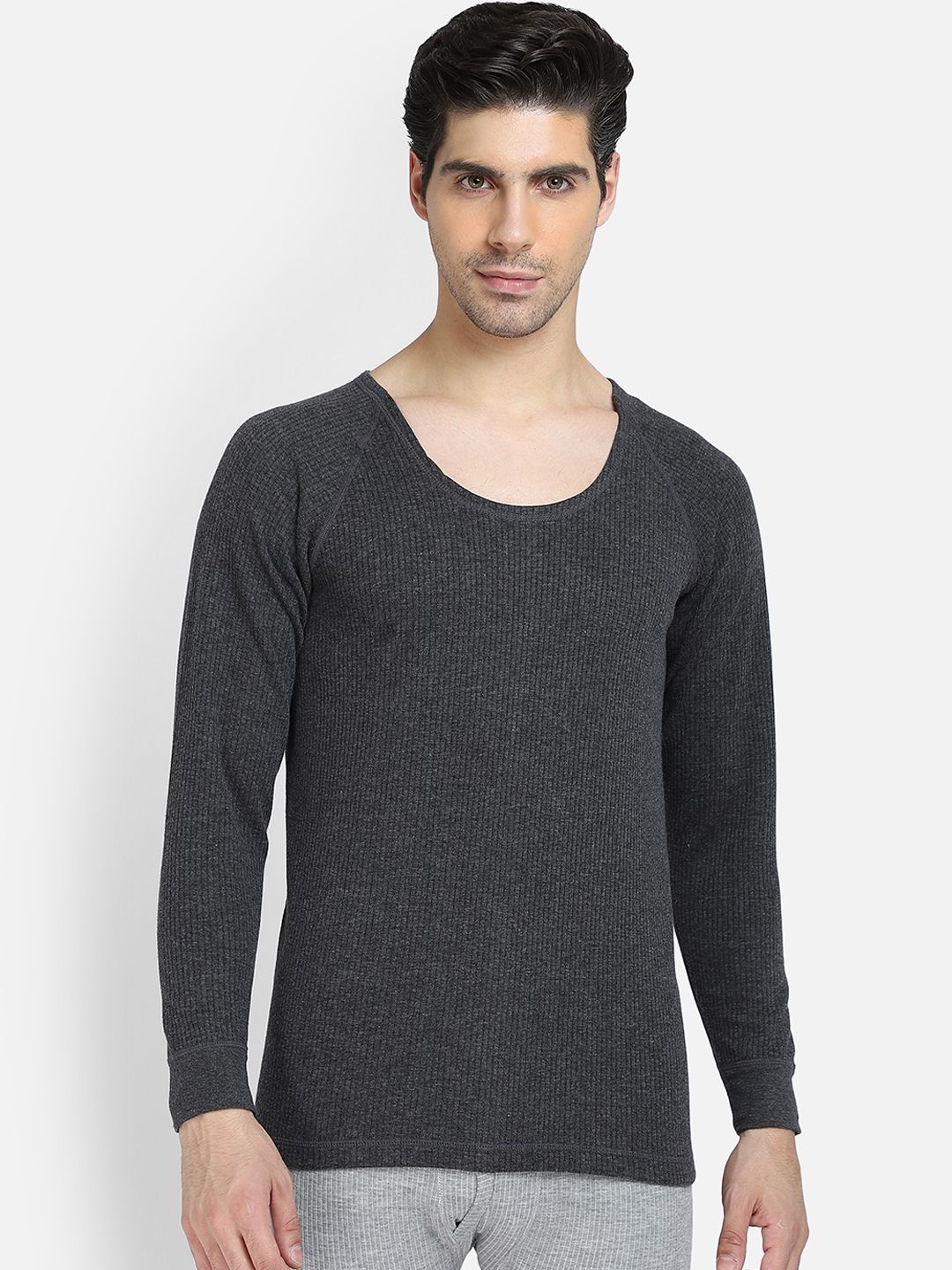 BODYCARE INSIDER Men Charcoal Grey Solid Thermal Top-image-16