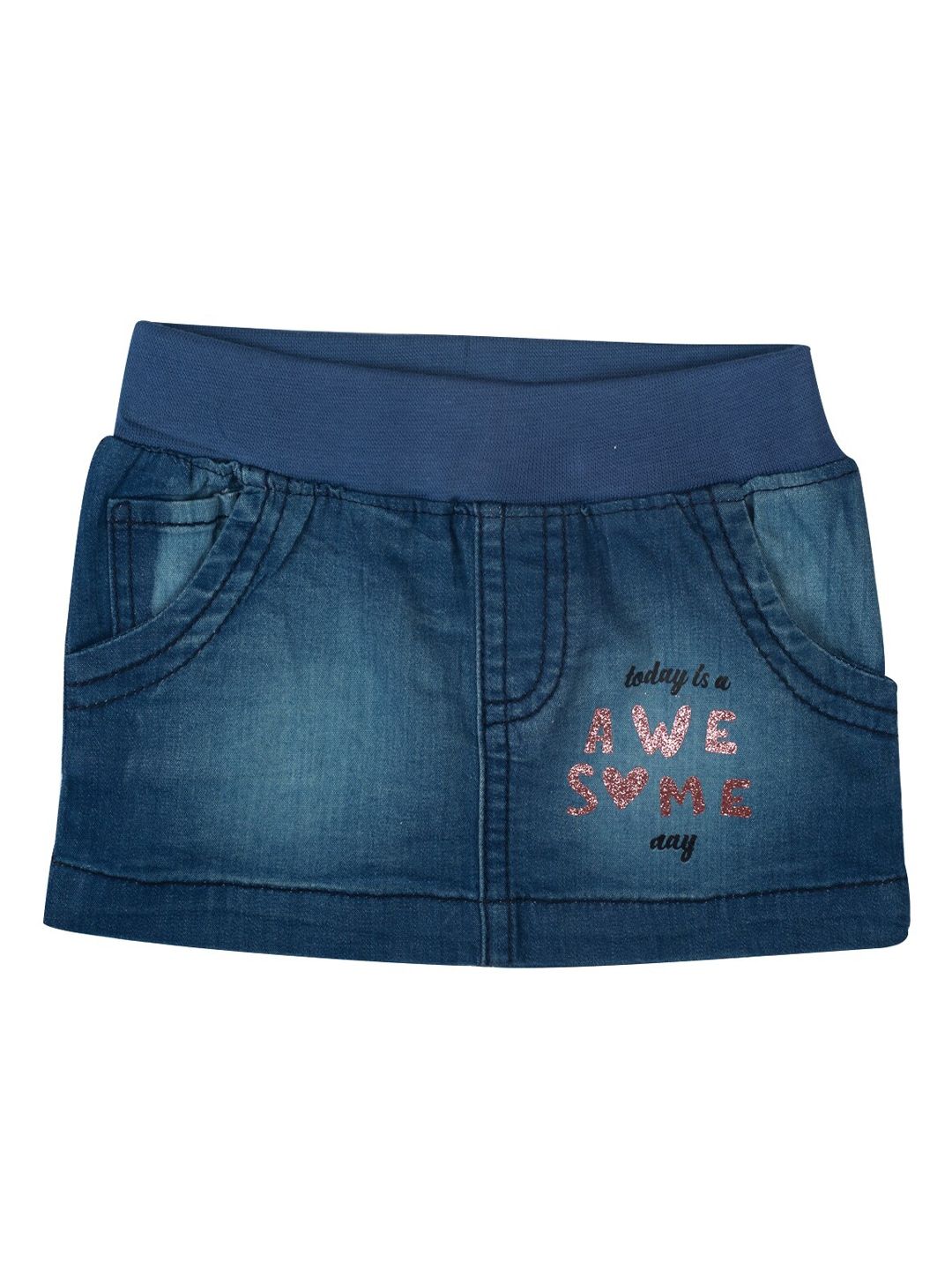 MeeMee Infant Girls Blue Washed Pure Cotton Denim Skirt-picture-35