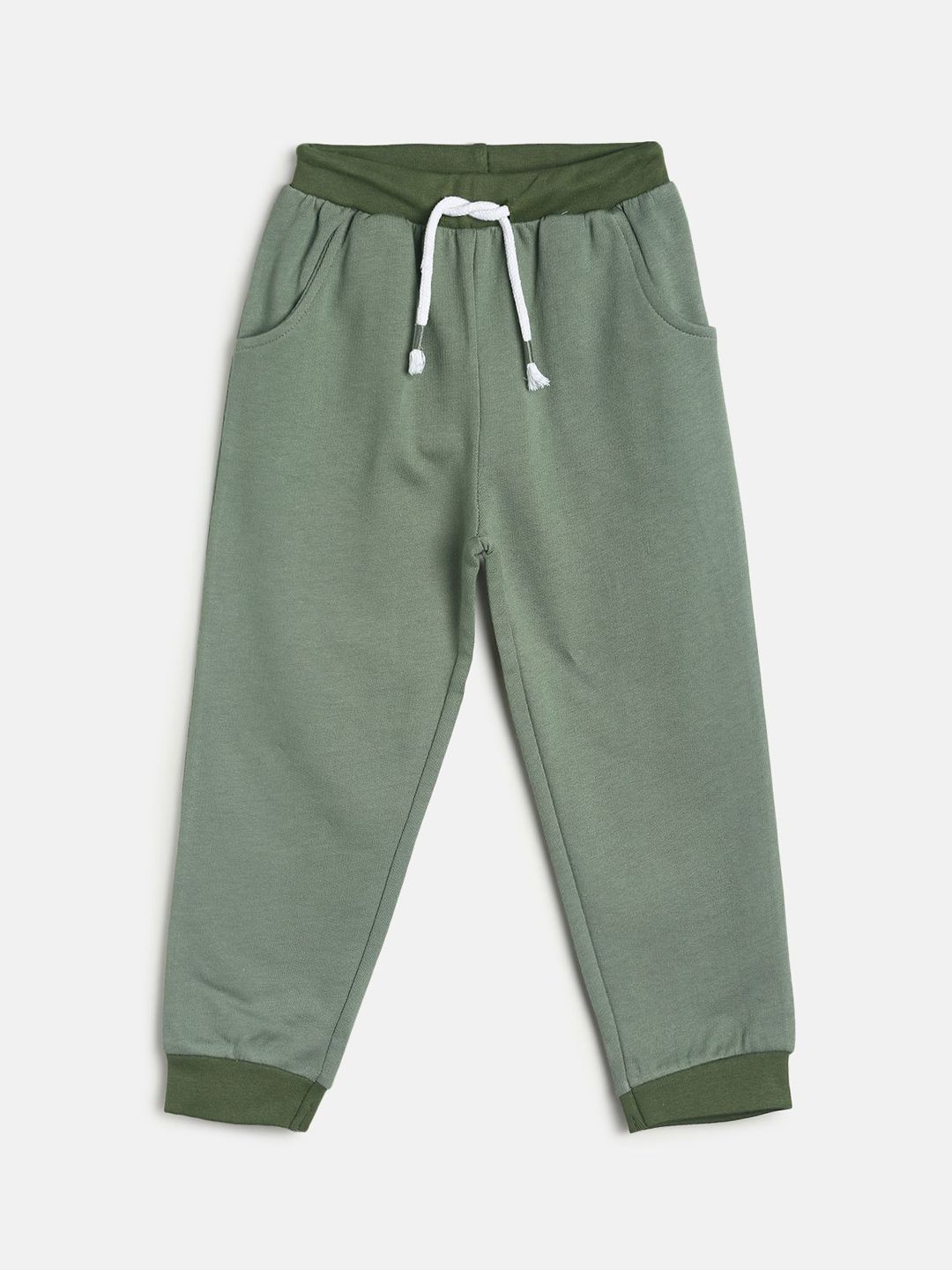 MINI KLUB Infant Boys Olive Green Solid Pure Cotton Joggers-picture-44