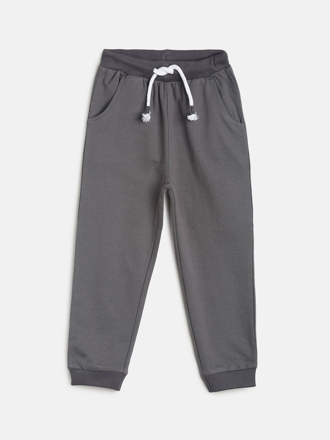 MINI KLUB Boys Grey Solid Pure Cotton Joggers-picture-50