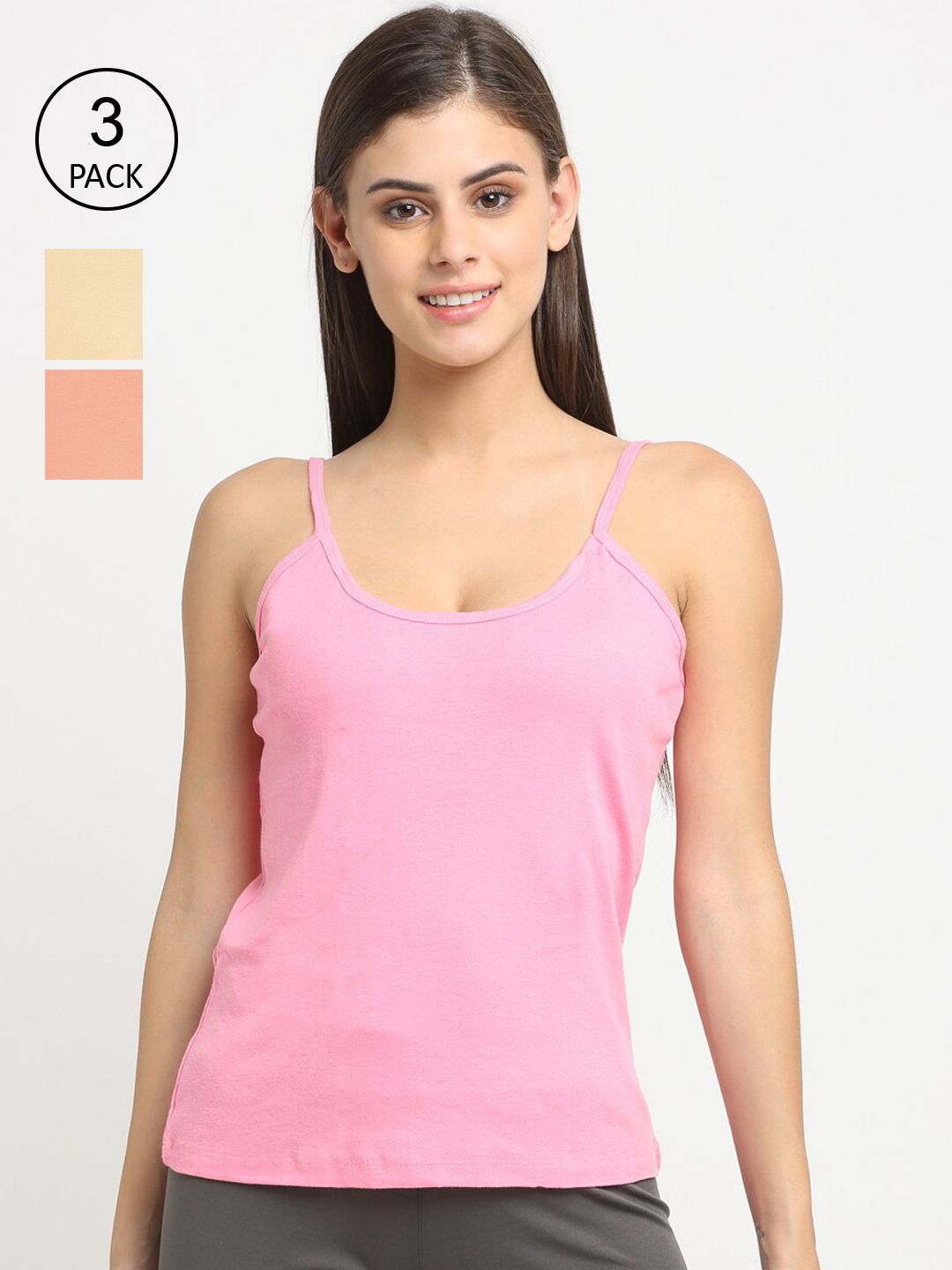 Friskers Women Pack of 3 Solid Non Padded Camisoles-picture-32