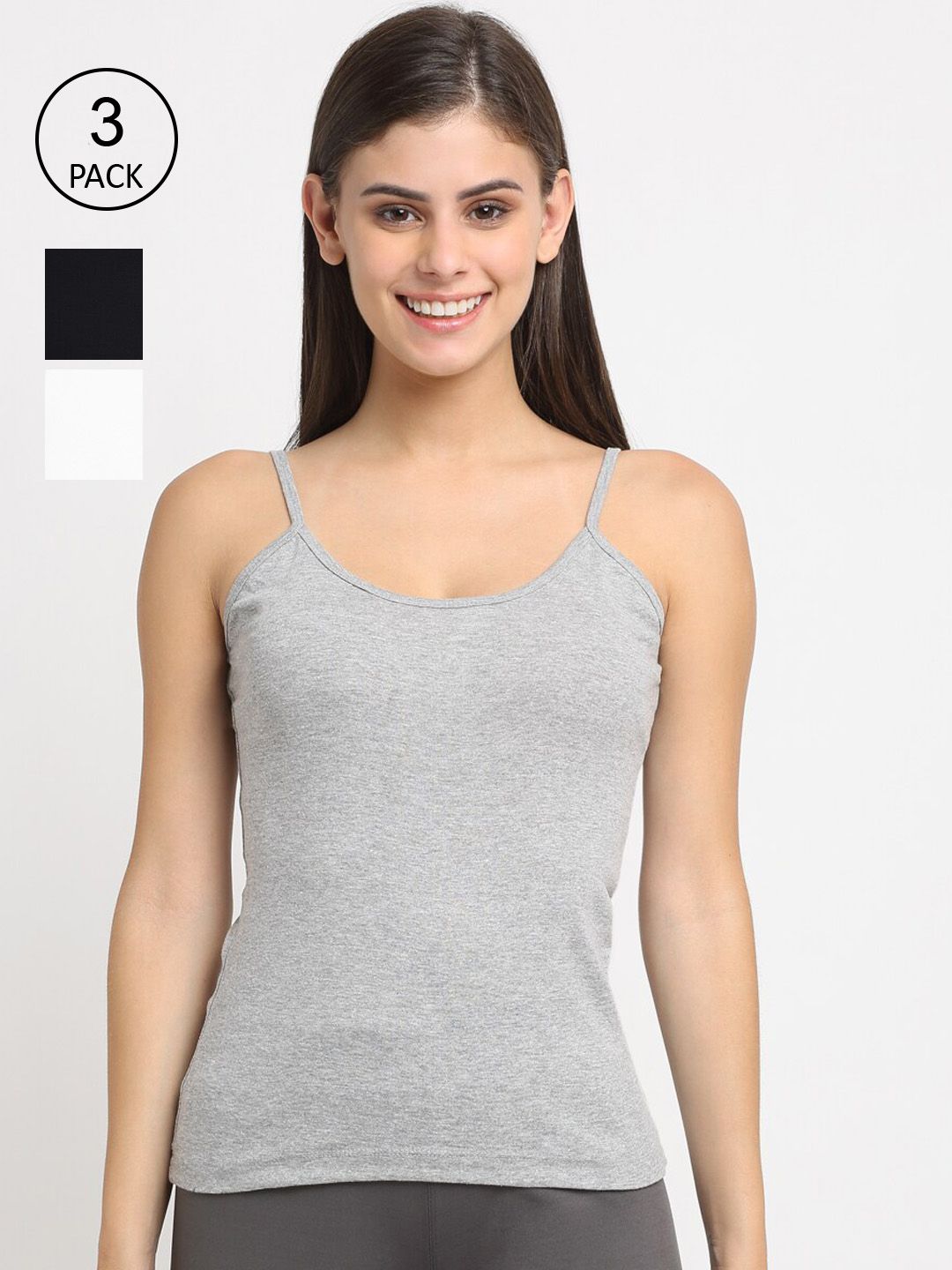 Friskers Women Pack Of 3 Solid Non-Padded Regular-Fit Camisoles-picture-17