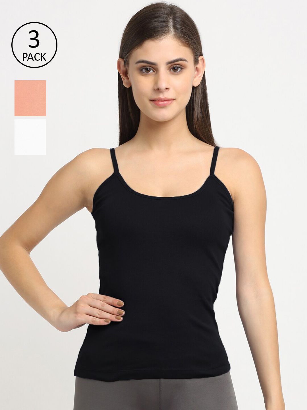 Friskers Women Pack Of 3 Solid Non-Padded Camisoles-picture-19