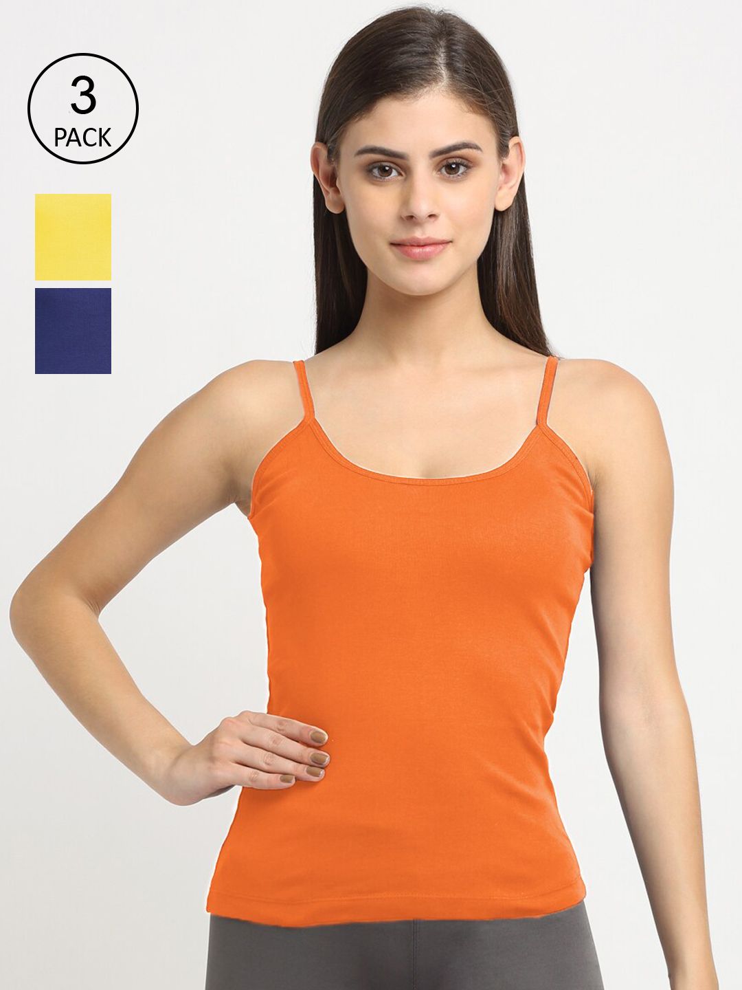 Friskers Women Pack Of 3 Solid Non-Padded Regular-Fit Camisoles-picture-33