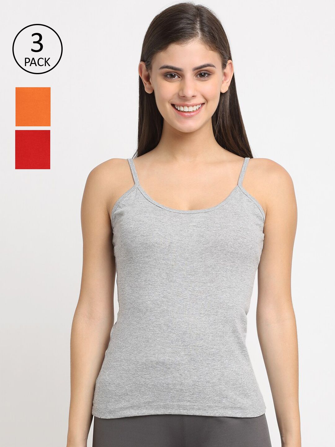 Friskers Women Pack of 3 Solid Cotton Rib Camisole-picture-40