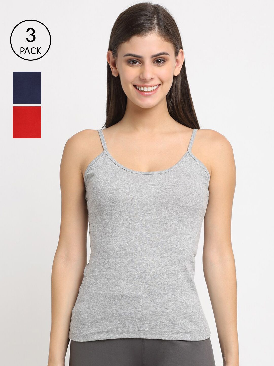 Friskers Women Pack Of 3 Solid Non-Padded Regular-Fit Camisoles-picture-15