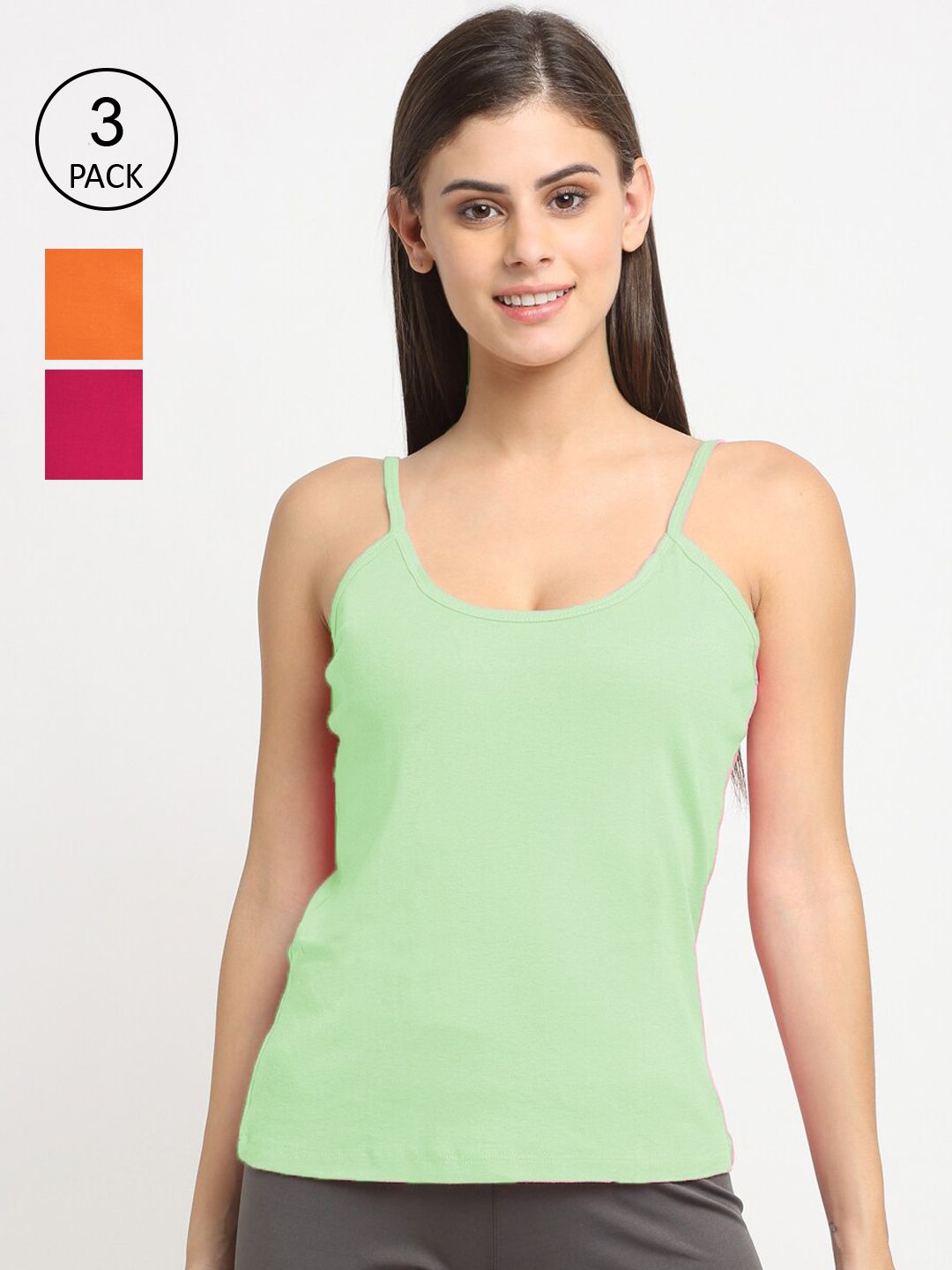 Friskers Women Pack Of 3 Solid Cotton Camisole-picture-23