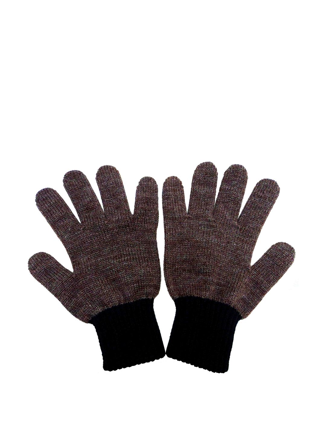 Gajraj Men Black & Brown Woolen Gloves-picture-11