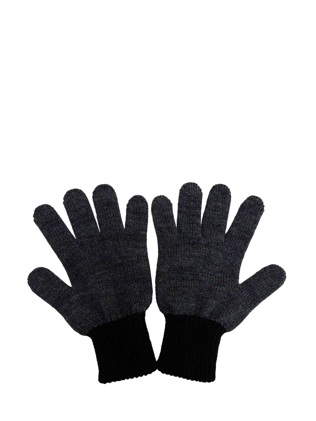 Gajraj Men Grey & Black Winter Woolen Gloves-picture-10