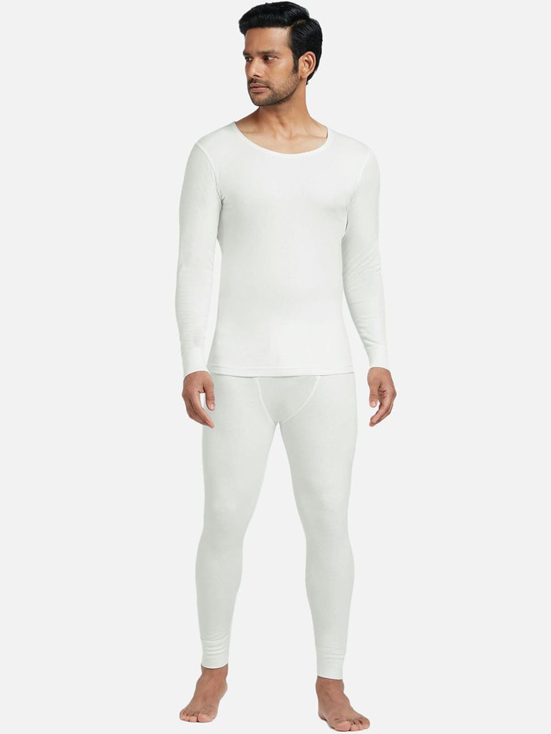 XYXX Men White Solid IntelliHeat Antibacterial Thermal Set-picture-28