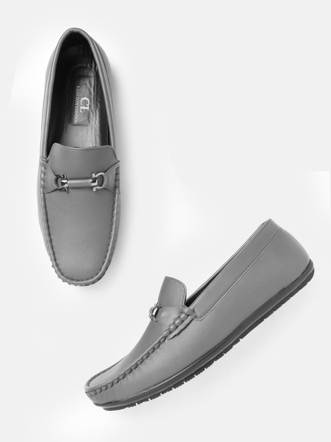 Carlton London Men Grey Horsebit Loafers-picture-30