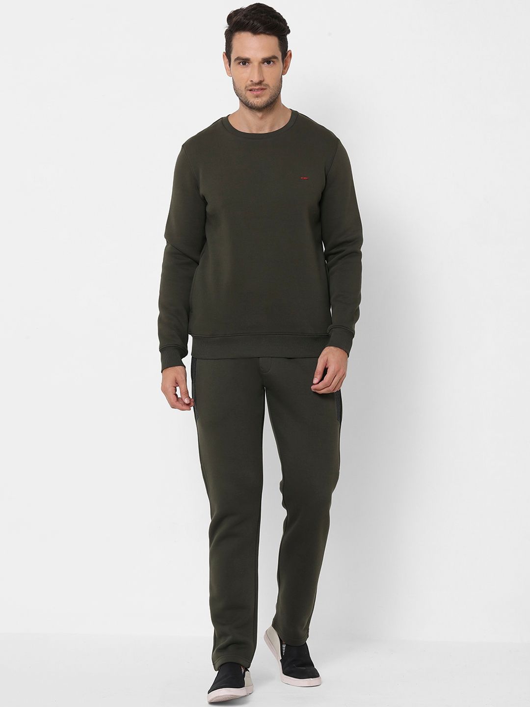 Sweet Dreams Plus Size Men Olive Green Solid Tracksuit-picture-37