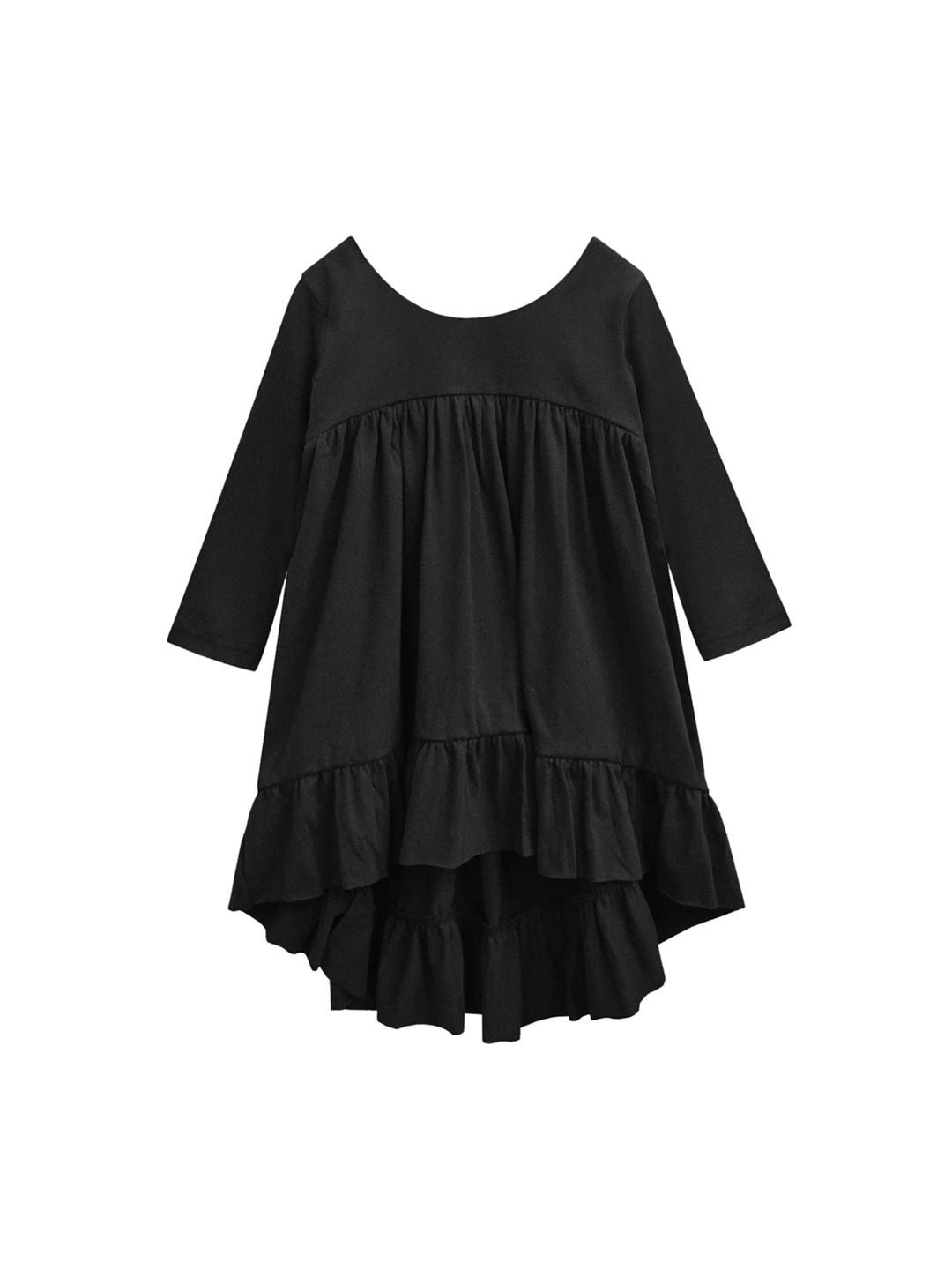 A.T.U.N. Girls Black Pure Cotton A-Line Dress-image-9
