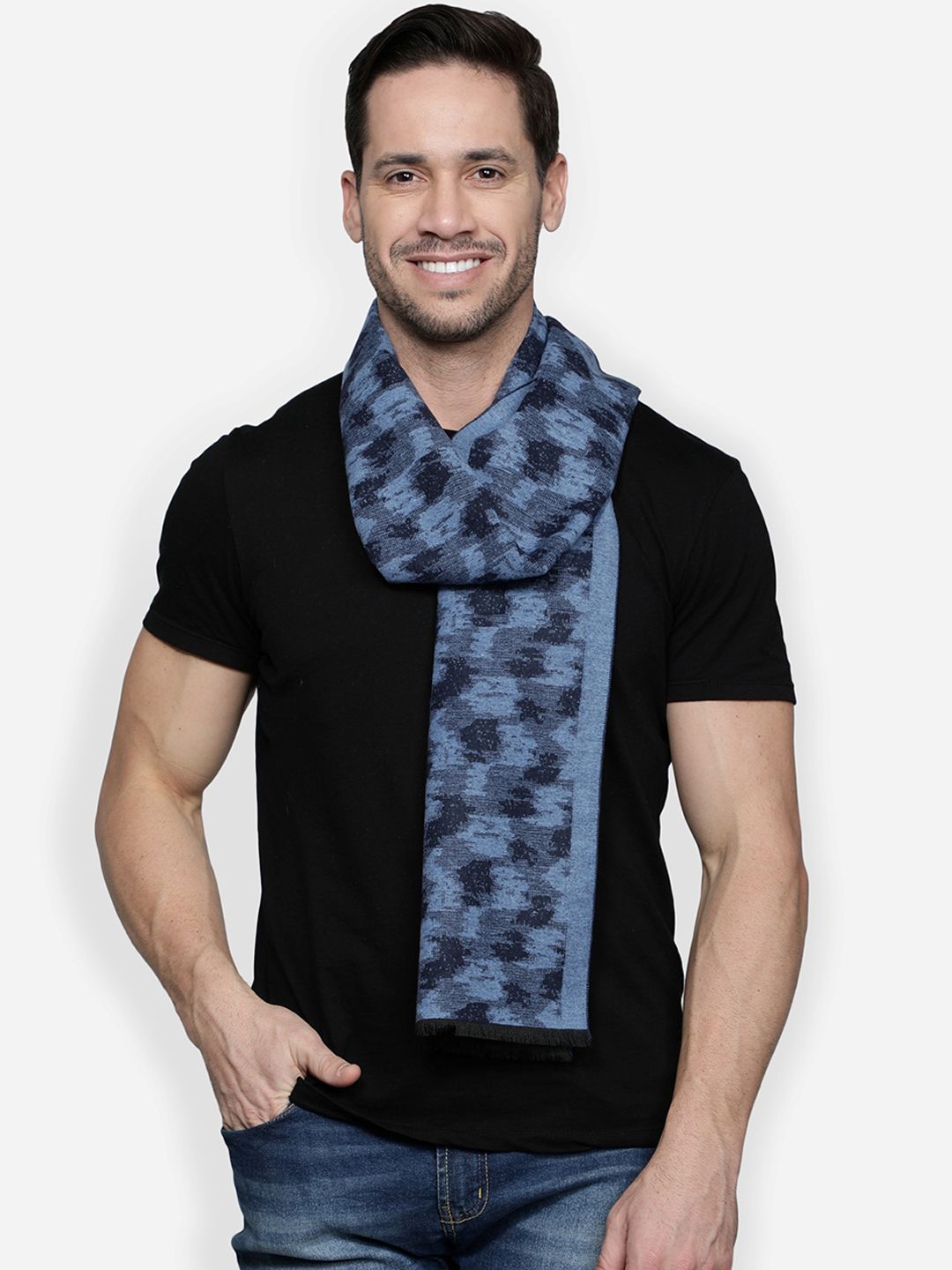 Alvaro Castagnino Men Blue Printed Muffler-image-12