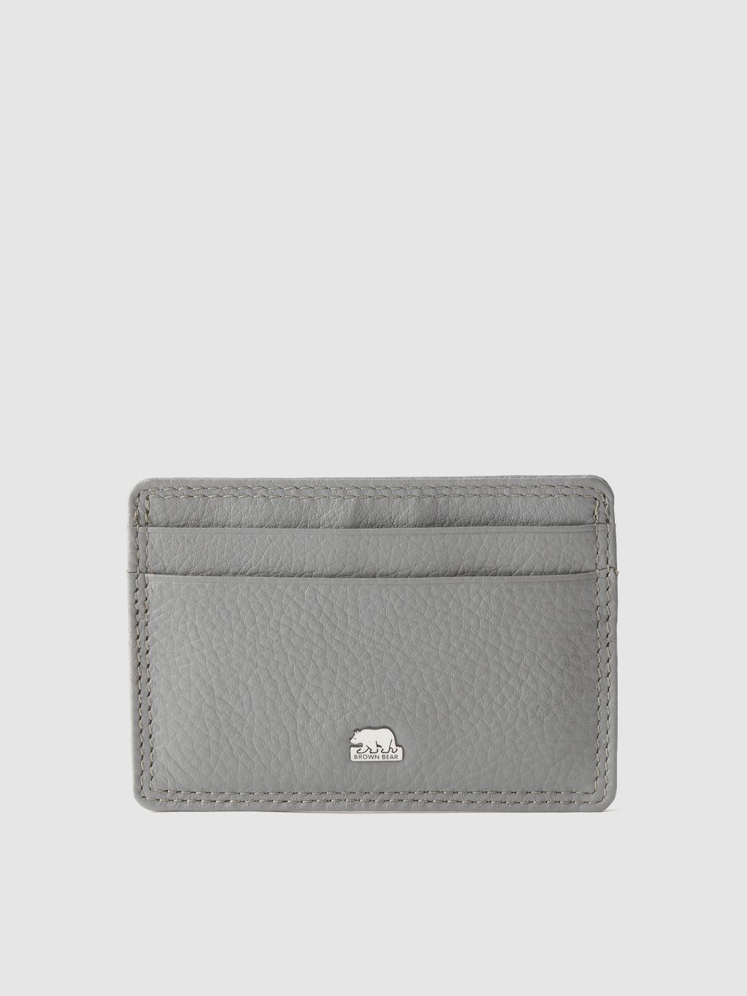 BROWN BEAR Men Grey Textured Leather Card Holder-image-1