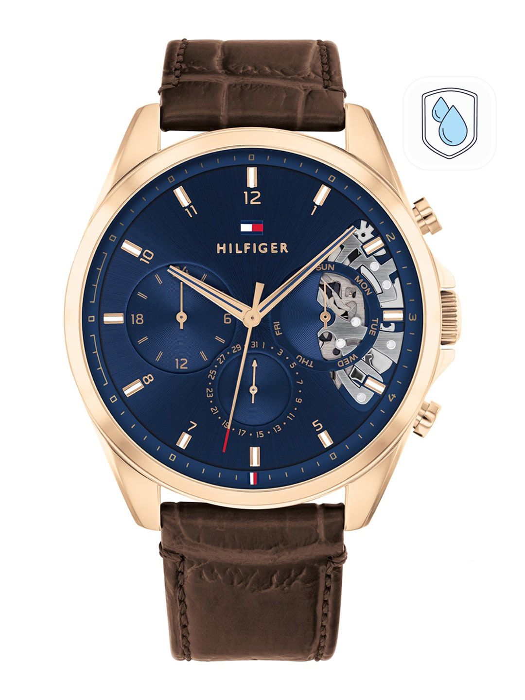 Tommy Hilfiger Men Blue & Brown Multi Function Analogue Watch TH1710453W-picture-10