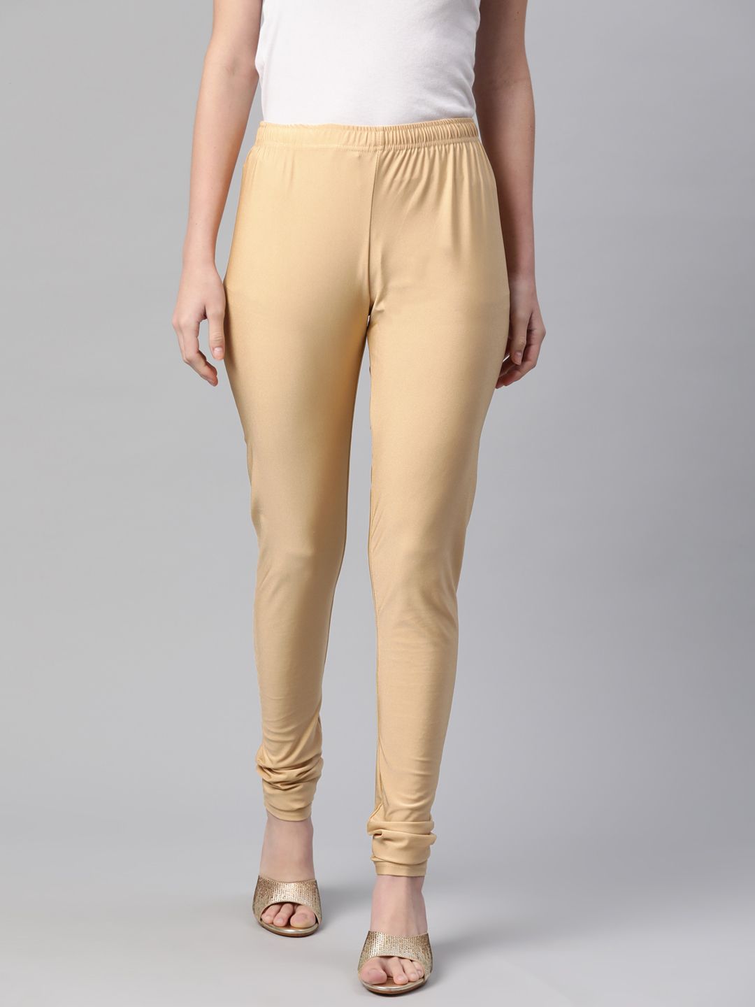 Rangriti Women Gold-Toned Solid Knitted Polyester Slim Fit Mid-Rise Churidar-picture-24