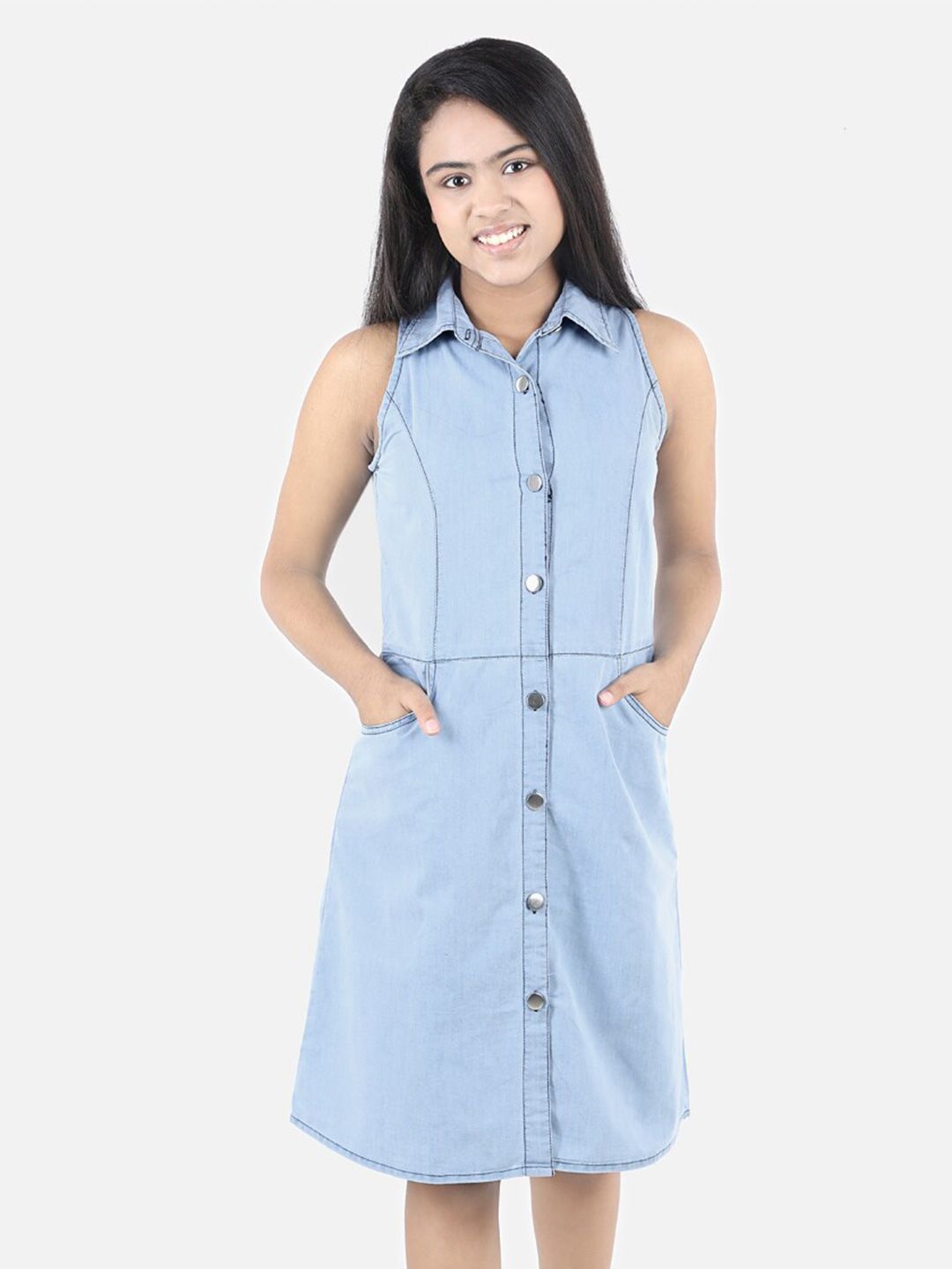 StyleStone Blue Denim Shirt Dress-picture-43