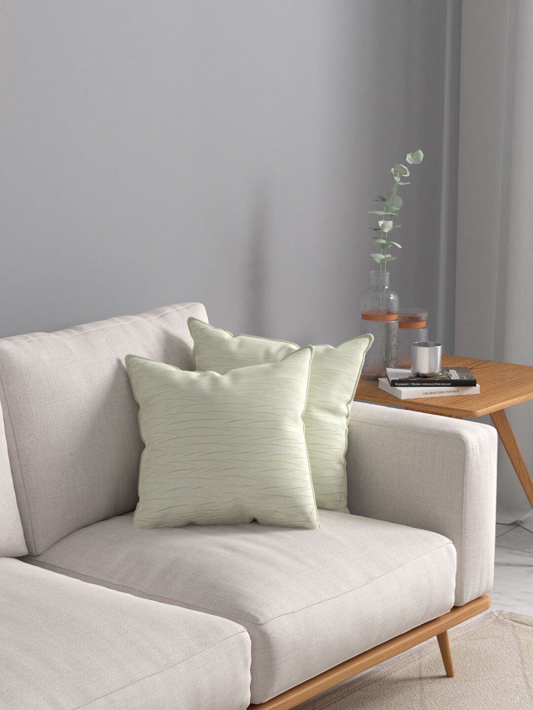 ROSARA HOME Cream-Coloured Set of 2 Square Cushion Covers-picture-31